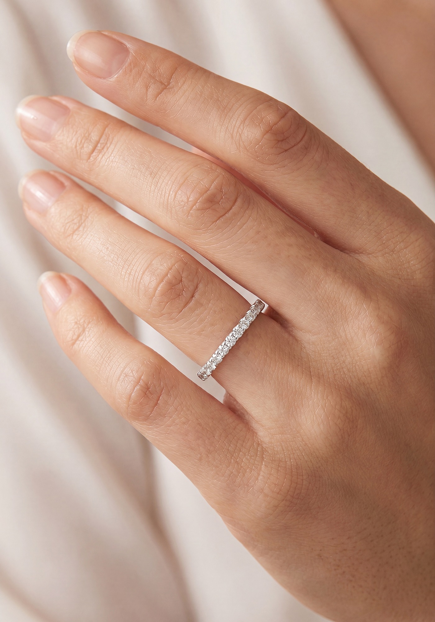 JOBO Silberring »Halb-Memory Ring schmal« 925 Silber mit 21 Zirkonia