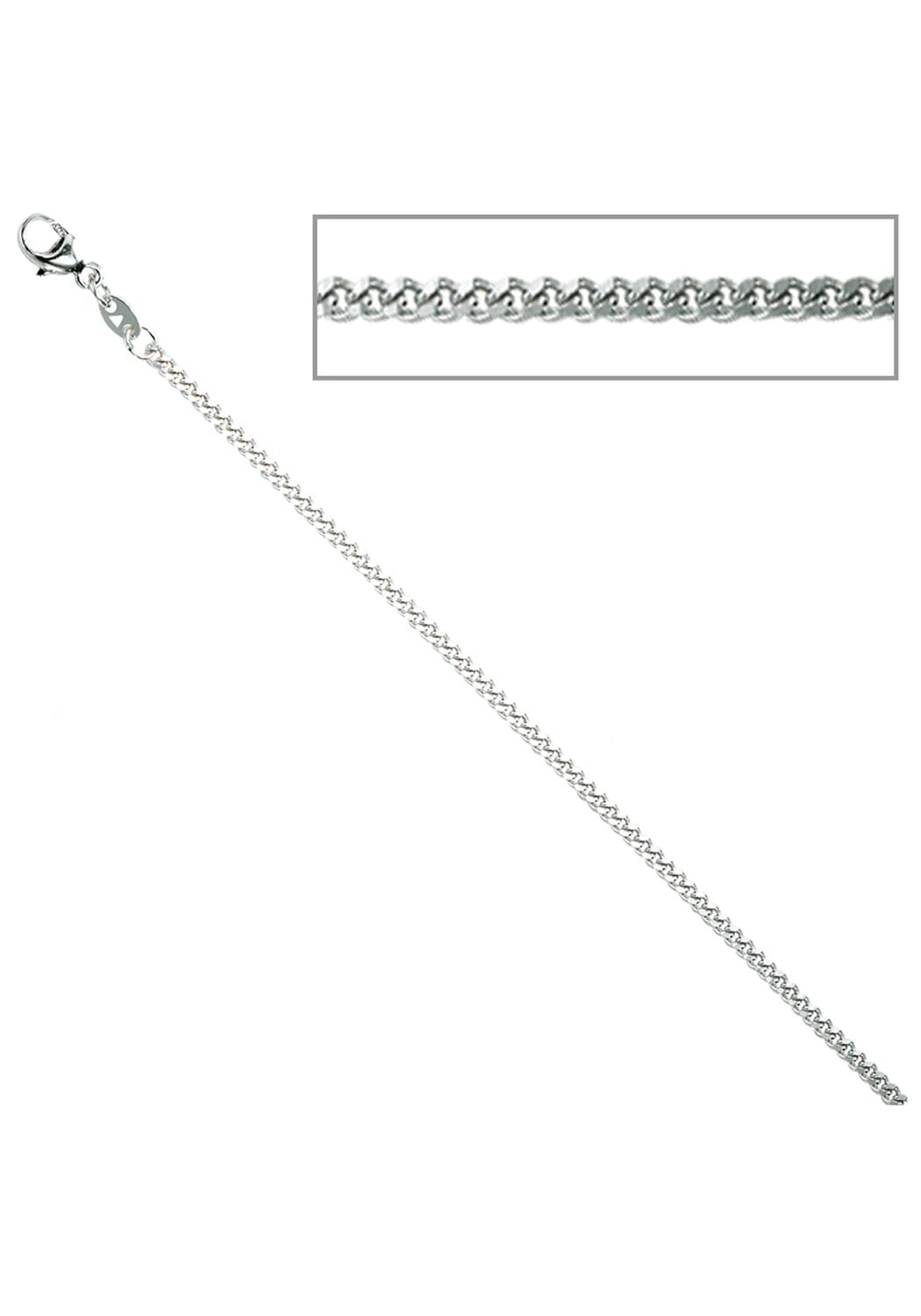 JOBO Silberkette, Panzerkette 925 Silber 50 cm 2 mm