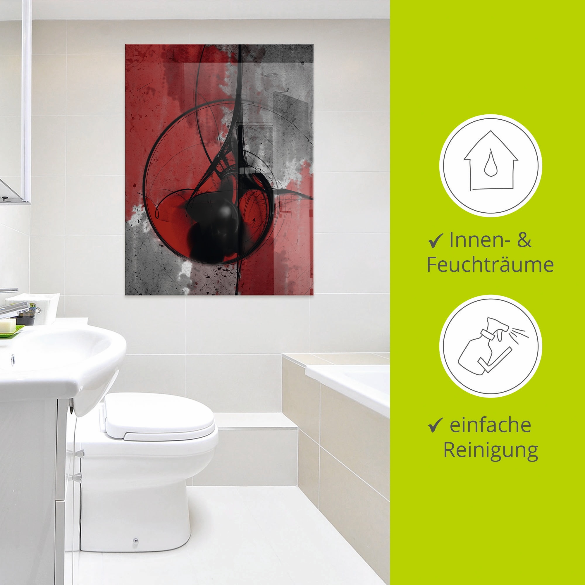 Artland Glasbild »Abstrakt in rot und schwarz«, Gegenstandslos, (1 St.), in verschiedenen Größen