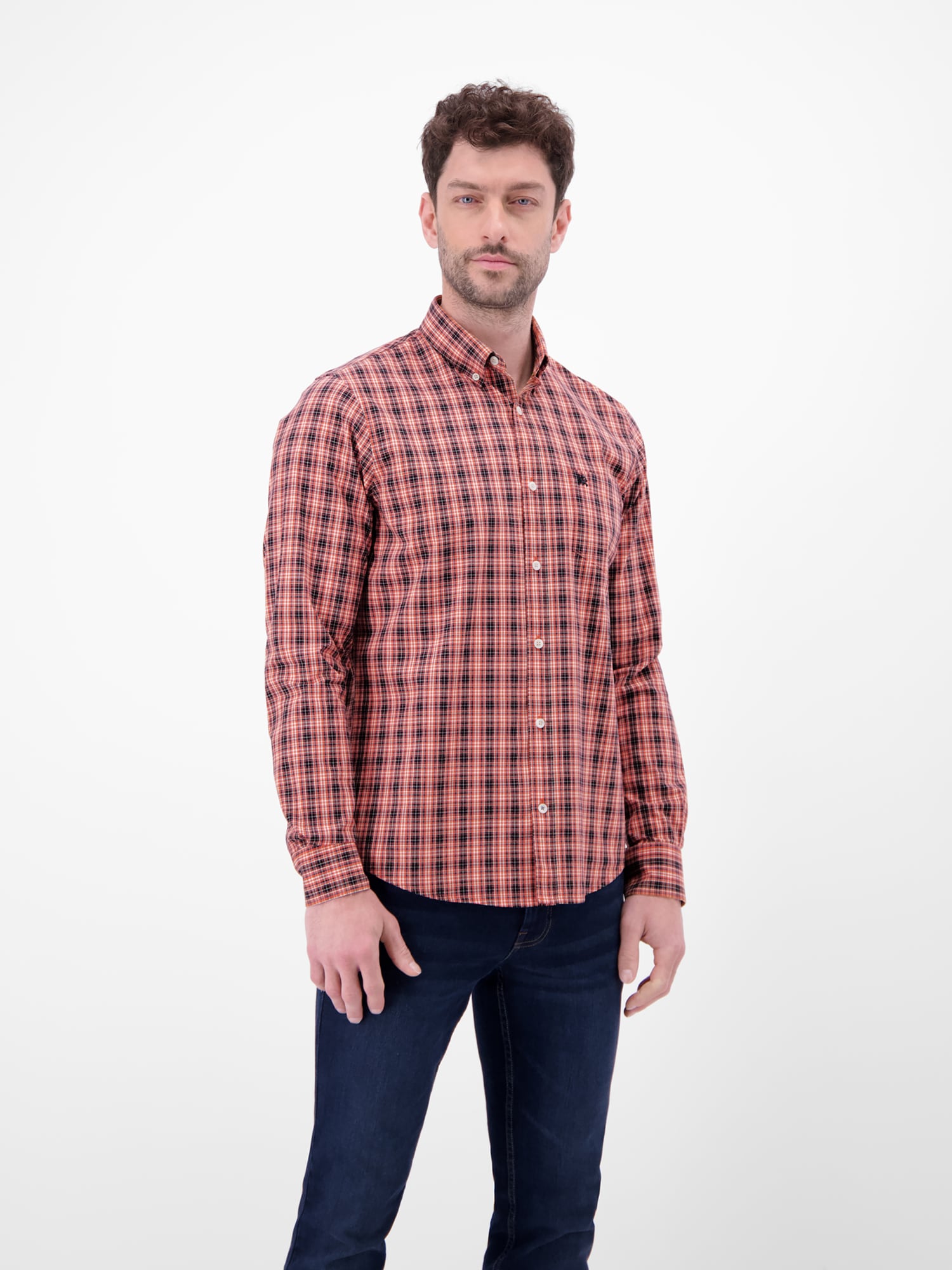 LERROS Langarmhemd »LERROS Karohemd mit Button-Down-Kragen«