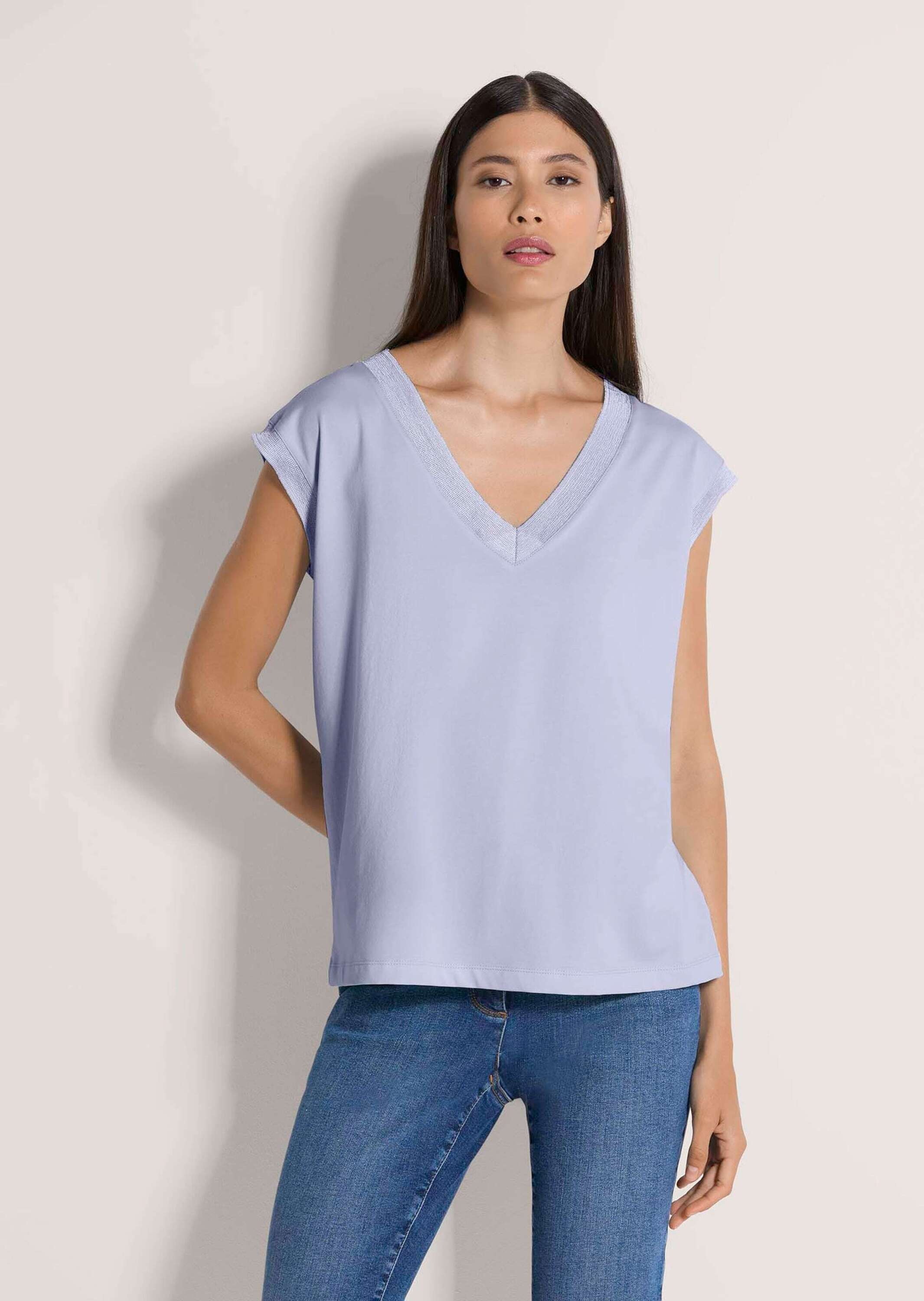 MADELEINE Kurzarmshirt »Jerseyshirt Sommershirt mit Rippenbändern« Breites Rippenband