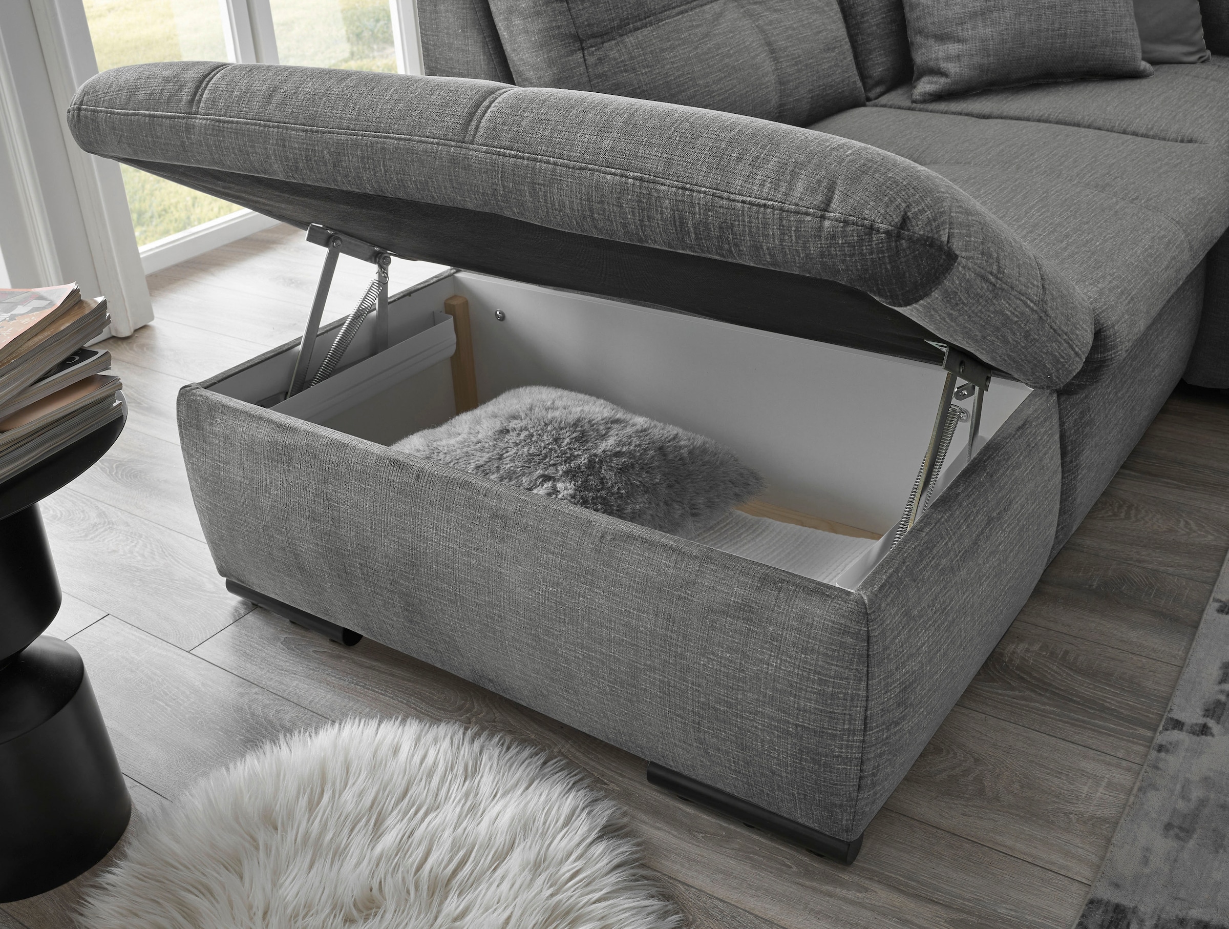 ED EXCITING DESIGN Ecksofa »Alija L-Form«, mit Bettfunktion, Bettkasten, Armteilverstellung & Kopfstützen