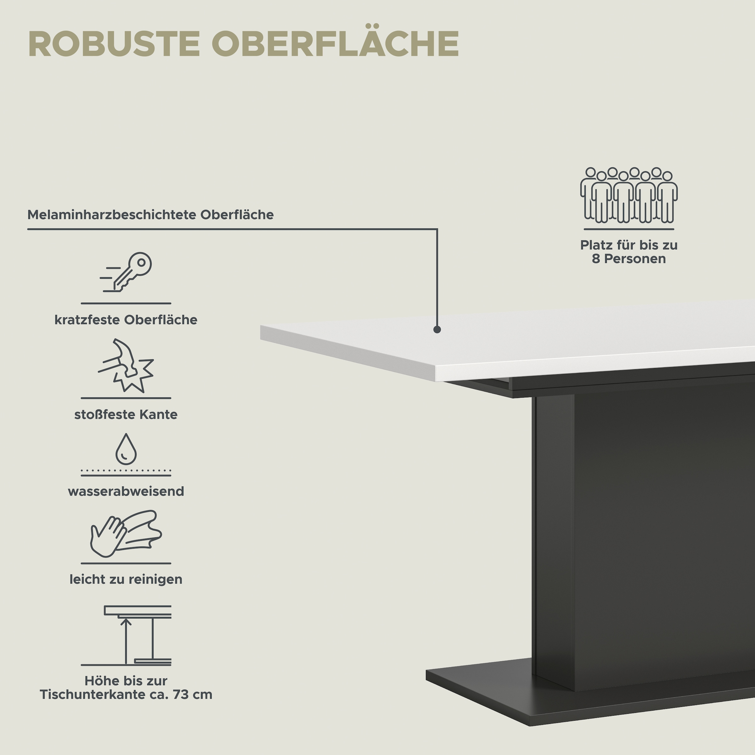 INOSIGN Esstisch »Motus, ausziehbar 150 -190 cm, inklusive 40 cm Einlegeplatte«, (Set, 1 St.), Säulengestell mit Bodenplatte, Tisch, Küchentisch, Esszimmer, Küche