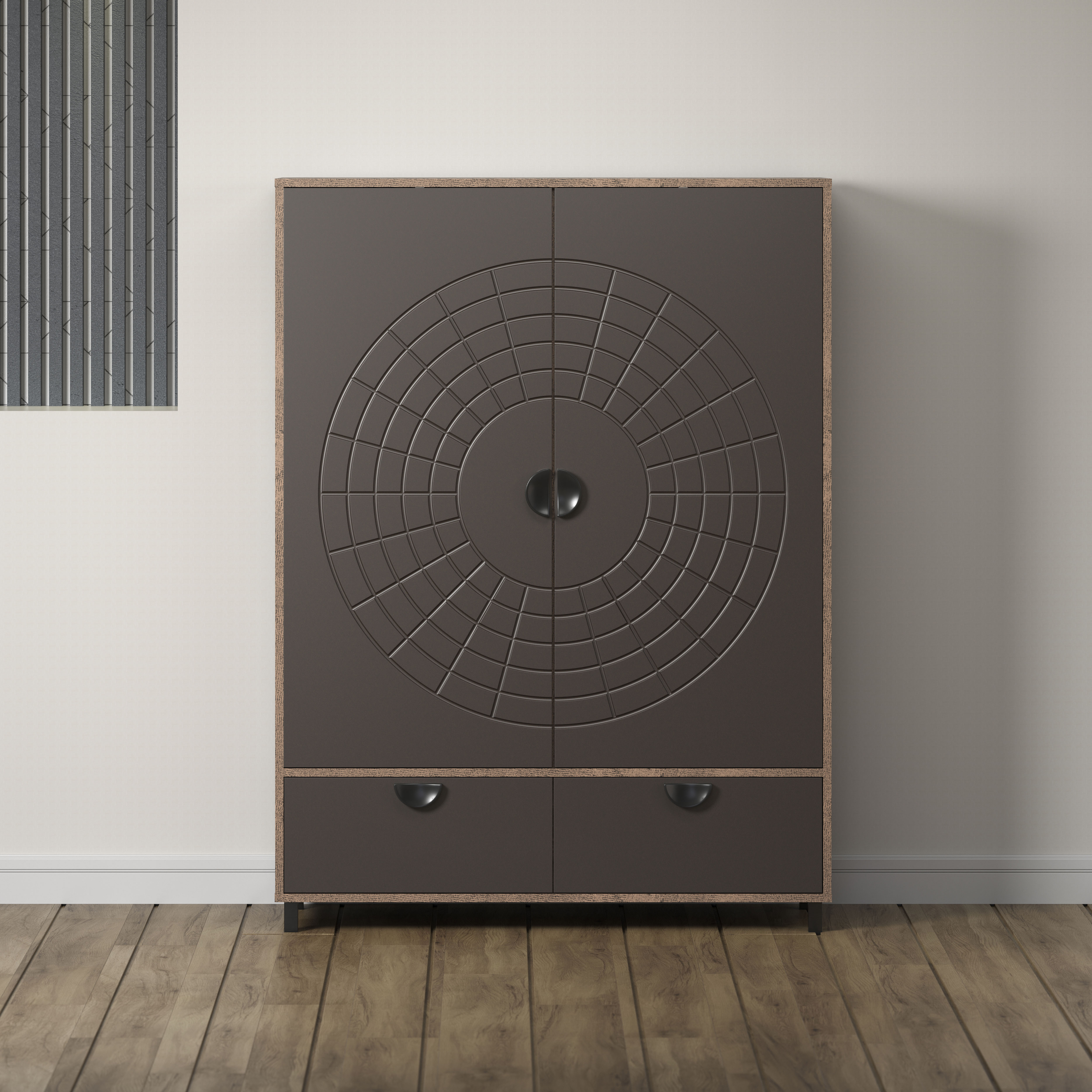 Home affaire Highboard "Fusion" 1 Stk. tlg. Stauraumschrank mit besonderem Kreismuster - (B/T/H) 120/42/163 cm