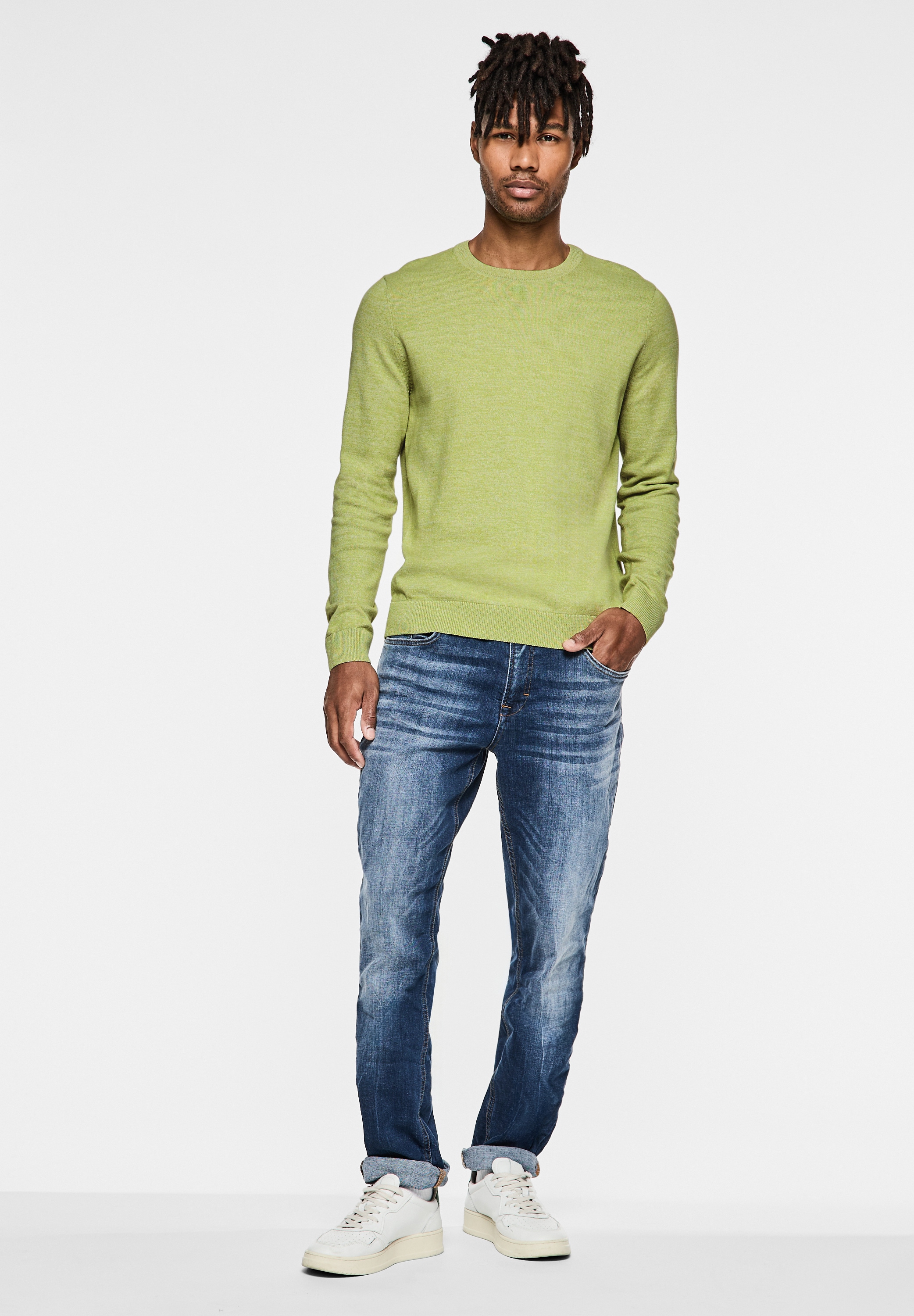 STREET ONE MEN Strickpullover, mit Rundhalsausschnitt