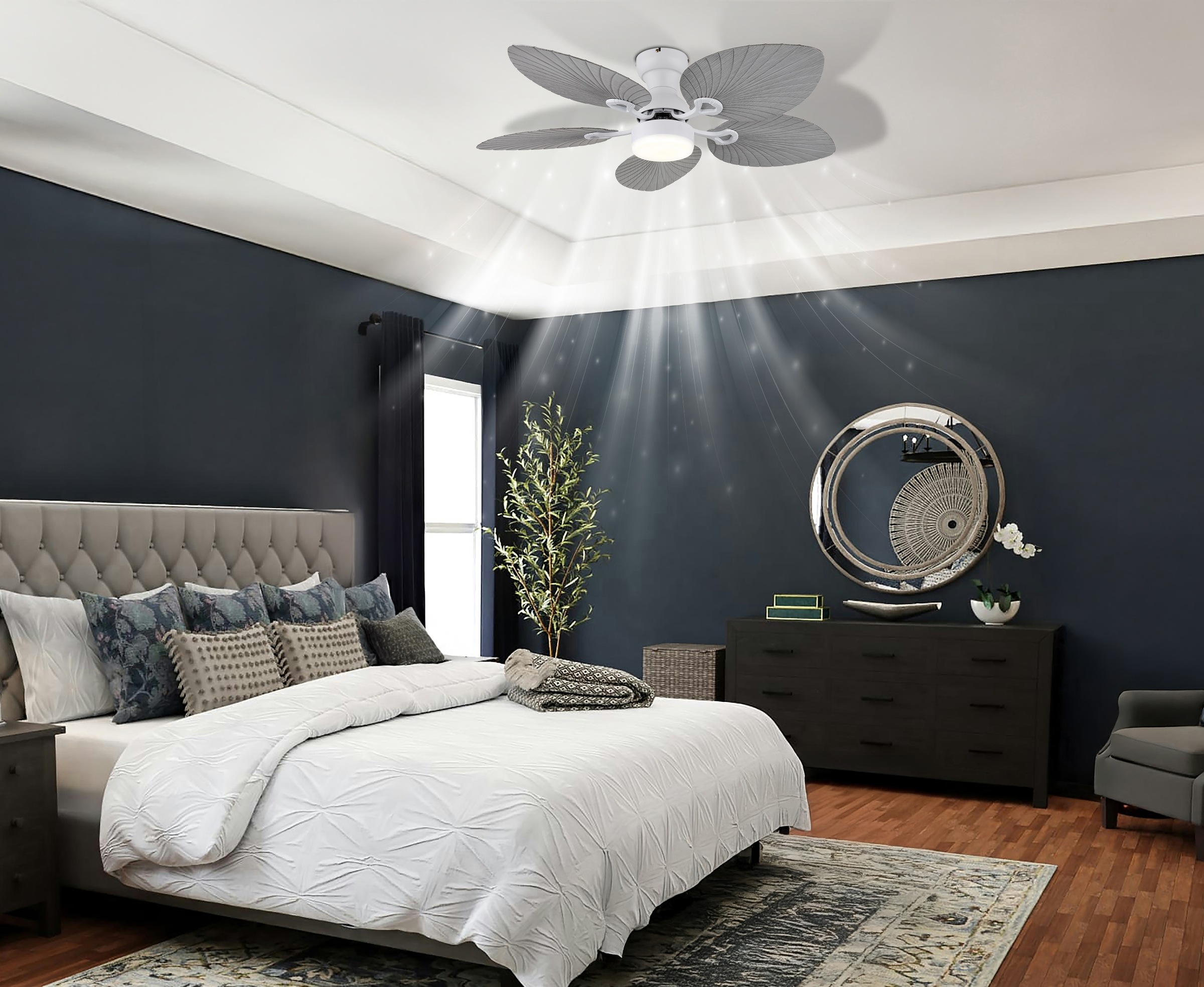 GLOBO LIGHTING Deckenleuchte »ELISE« LED-Modul 1 Stk. warmweiß - kaltweiß Ventilator kühlen-heizen holzoptik CCT 3000/4500/6000K
