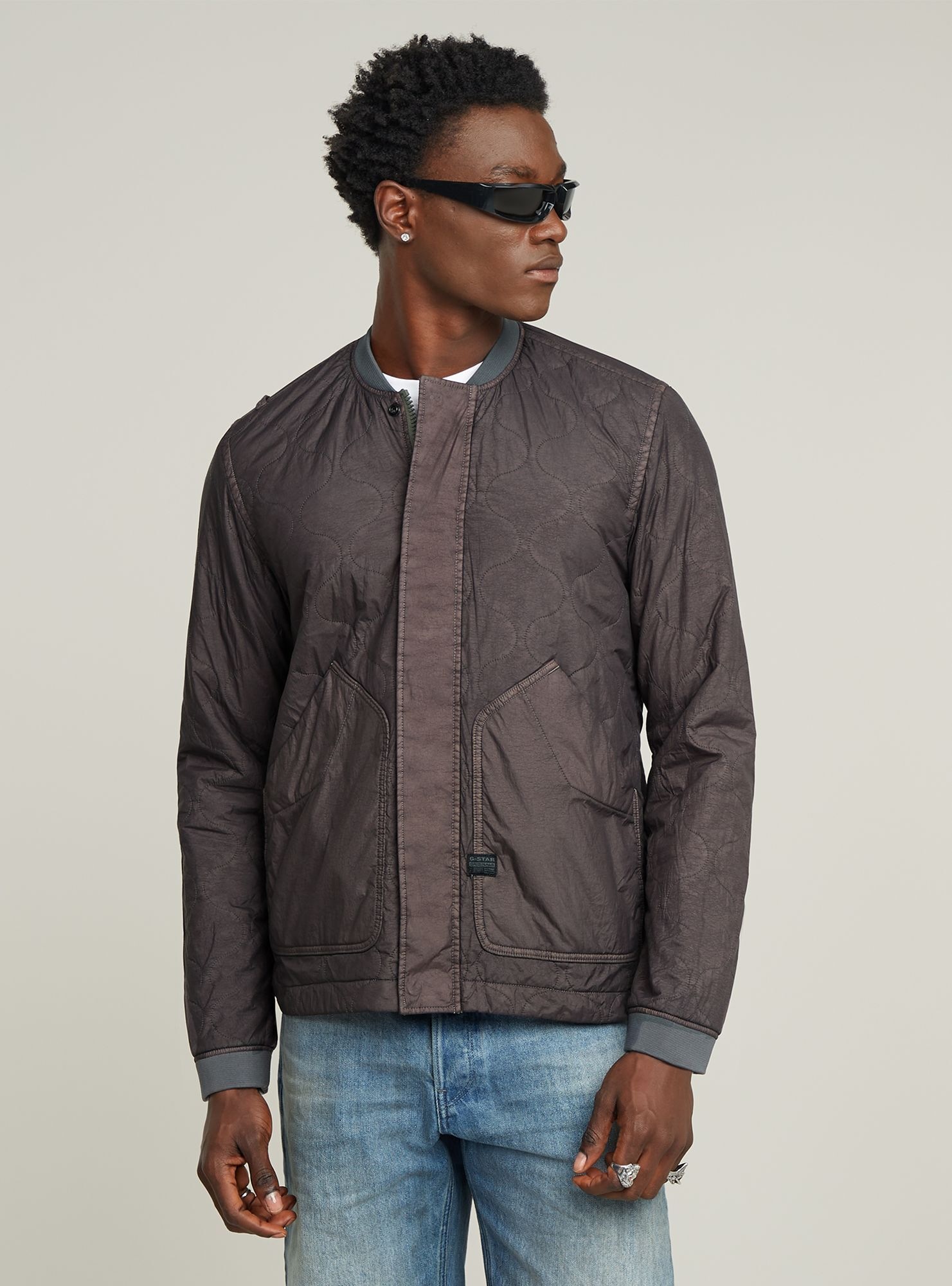 Outdoorjacke G-STAR "Light Padded Quilted Jacke", Herren, Gr. M, gs grau gd, Obermaterial: 100% Polyimid, Jacken Outdoorjacke