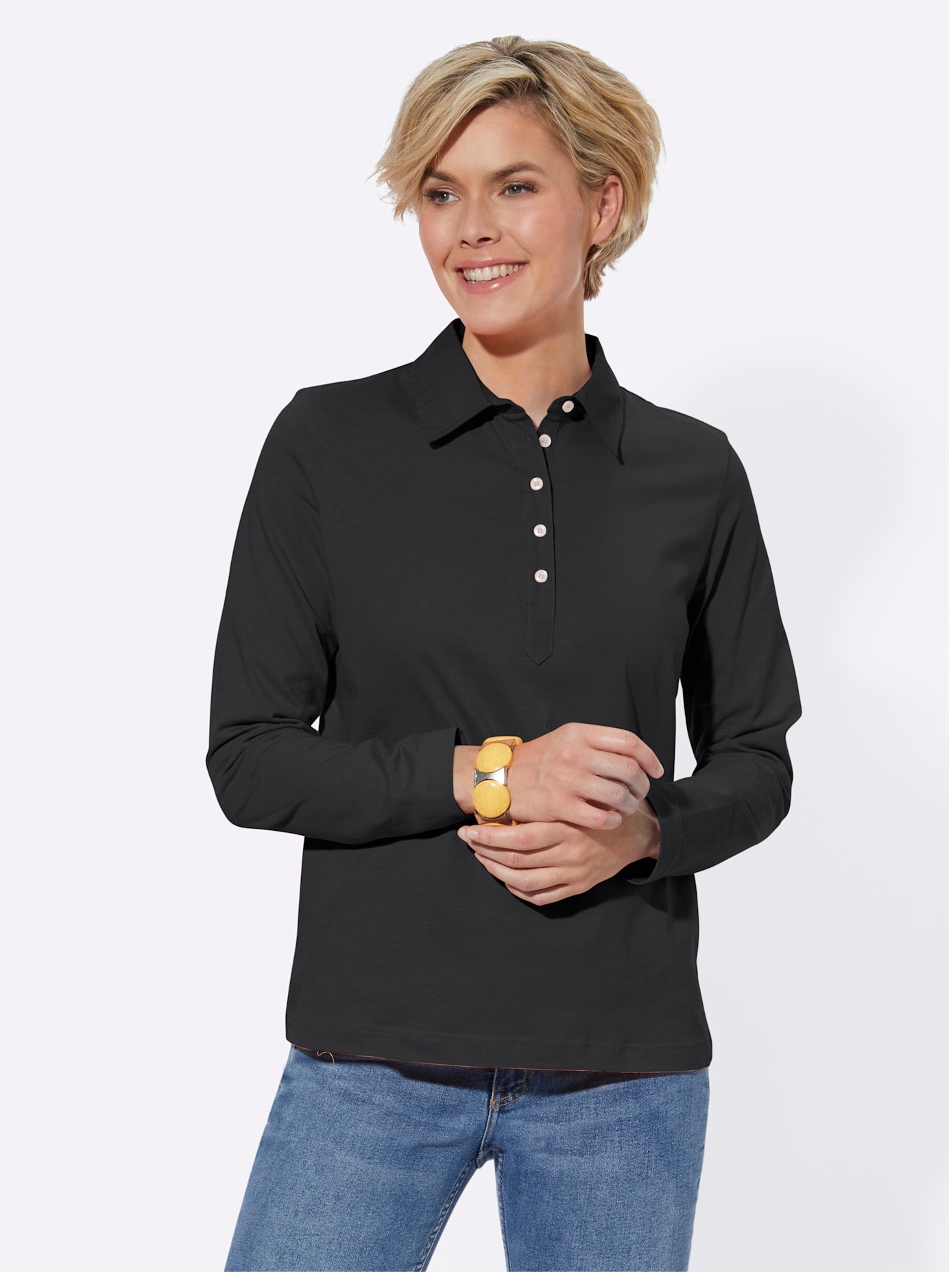 Casual Looks Langarm-Poloshirt "Poloshirt" 1 Stk. günstig online kaufen