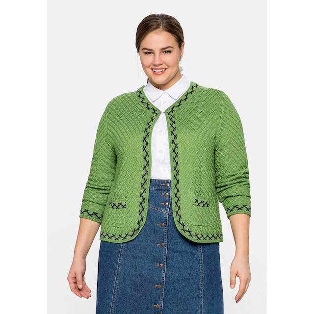 Trachten-Look »Große Zierborte im Strickjacke Sheego BAUR bestellen mit Größen«, | online