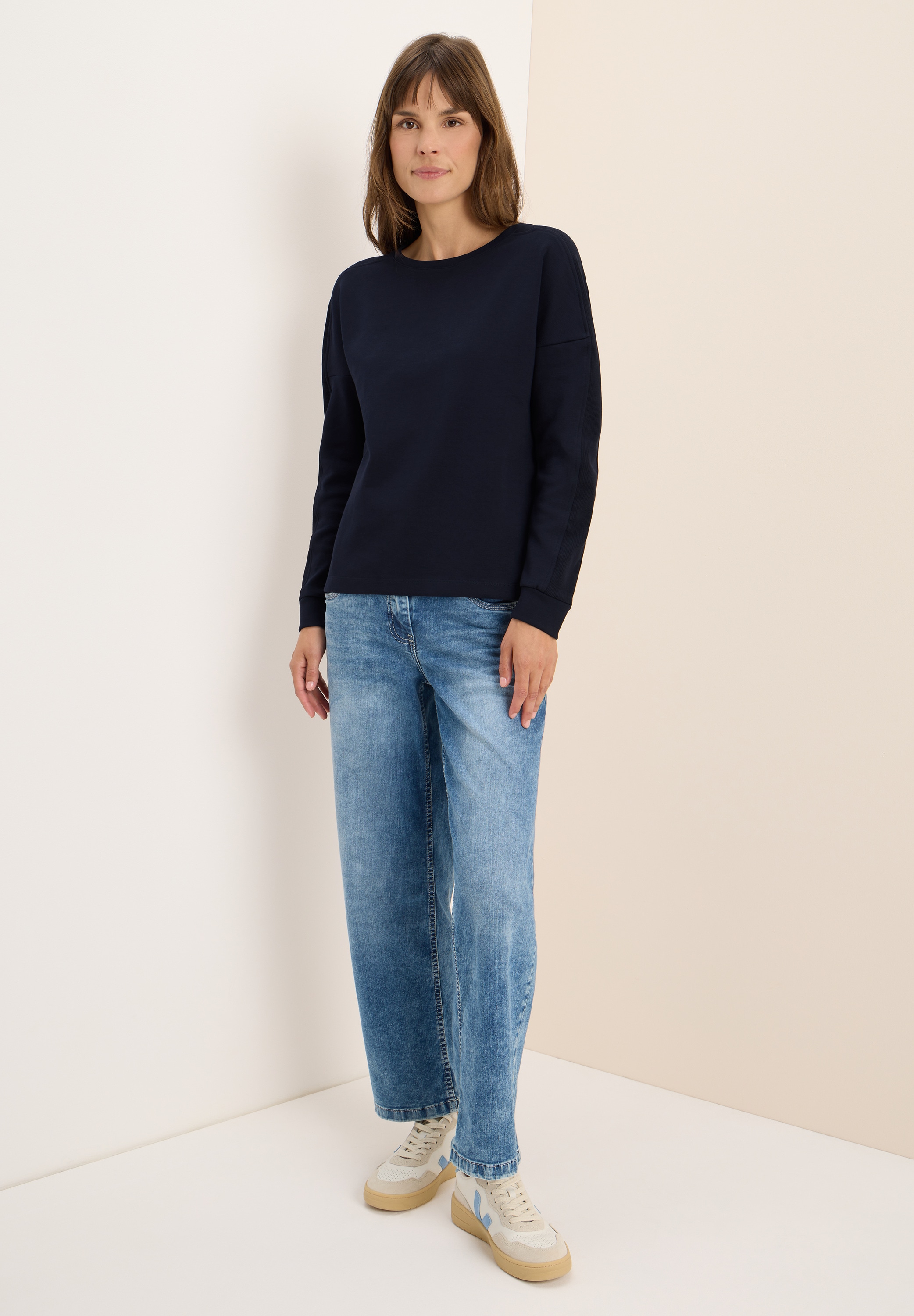 Cecil Langarmshirt, aus elastischem Materialmix