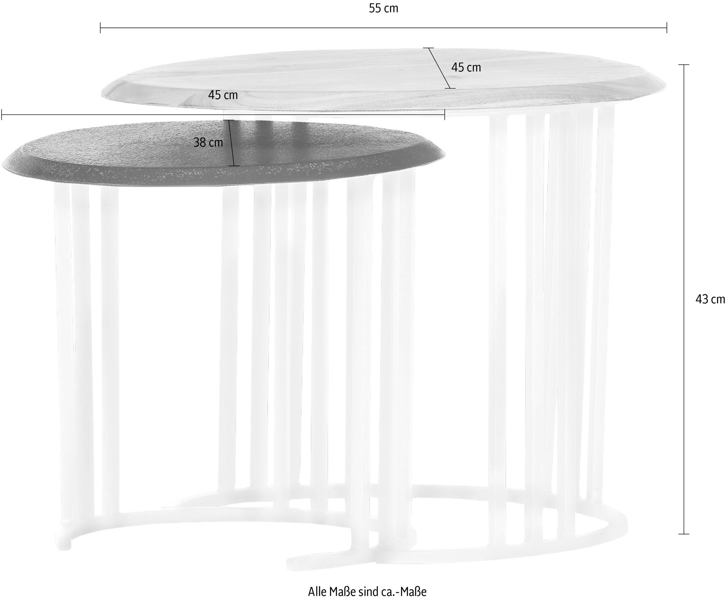 Satztisch GUTMANN FACTORY "Ivory", schwarz-weiß (schwarz, weiß, weiß, schwarz, weiß), B:55cm H:43cm T:45cm, Tische 3