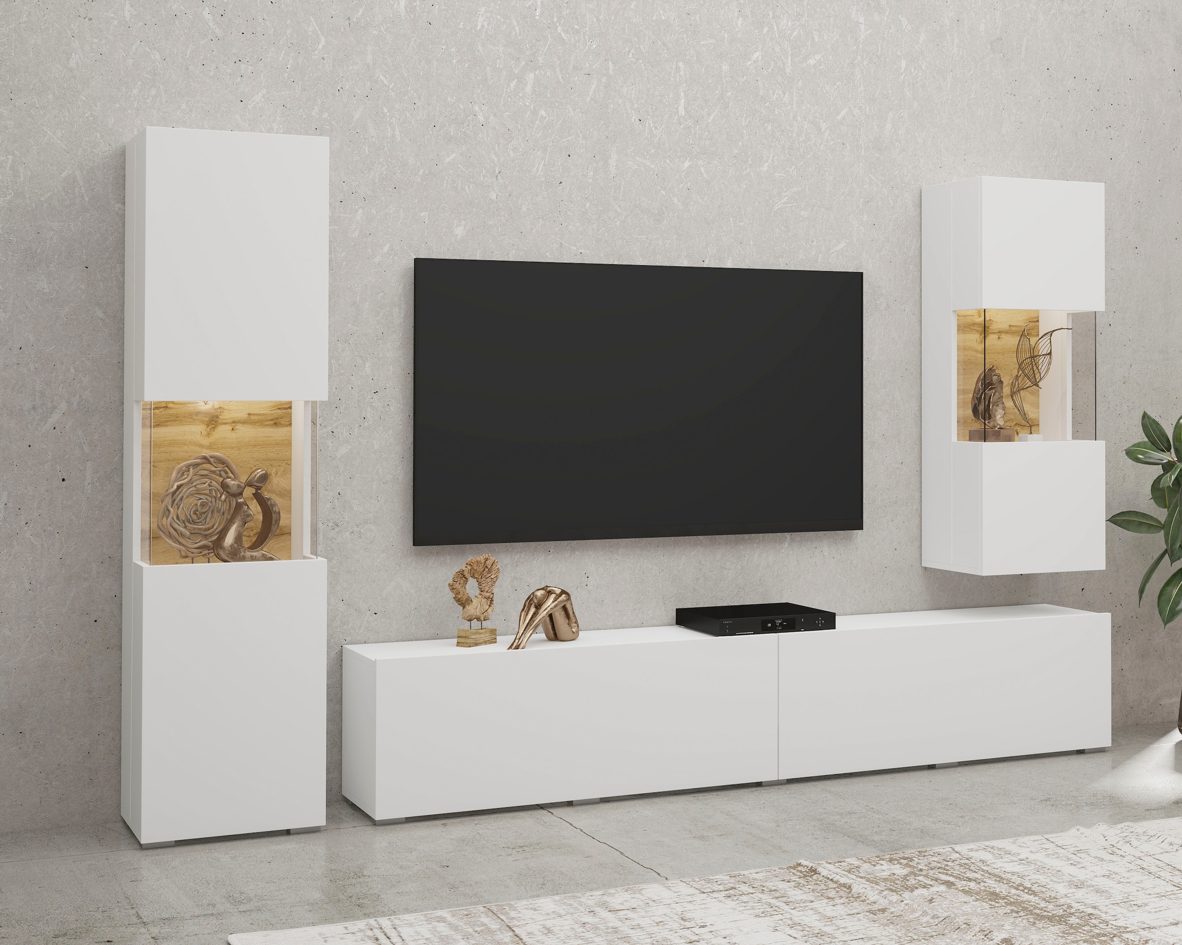 INOSIGN Wohnwand "Ava, Wohnzimmer-Set hängend/stehend montierbar, Vitrine, günstig online kaufen