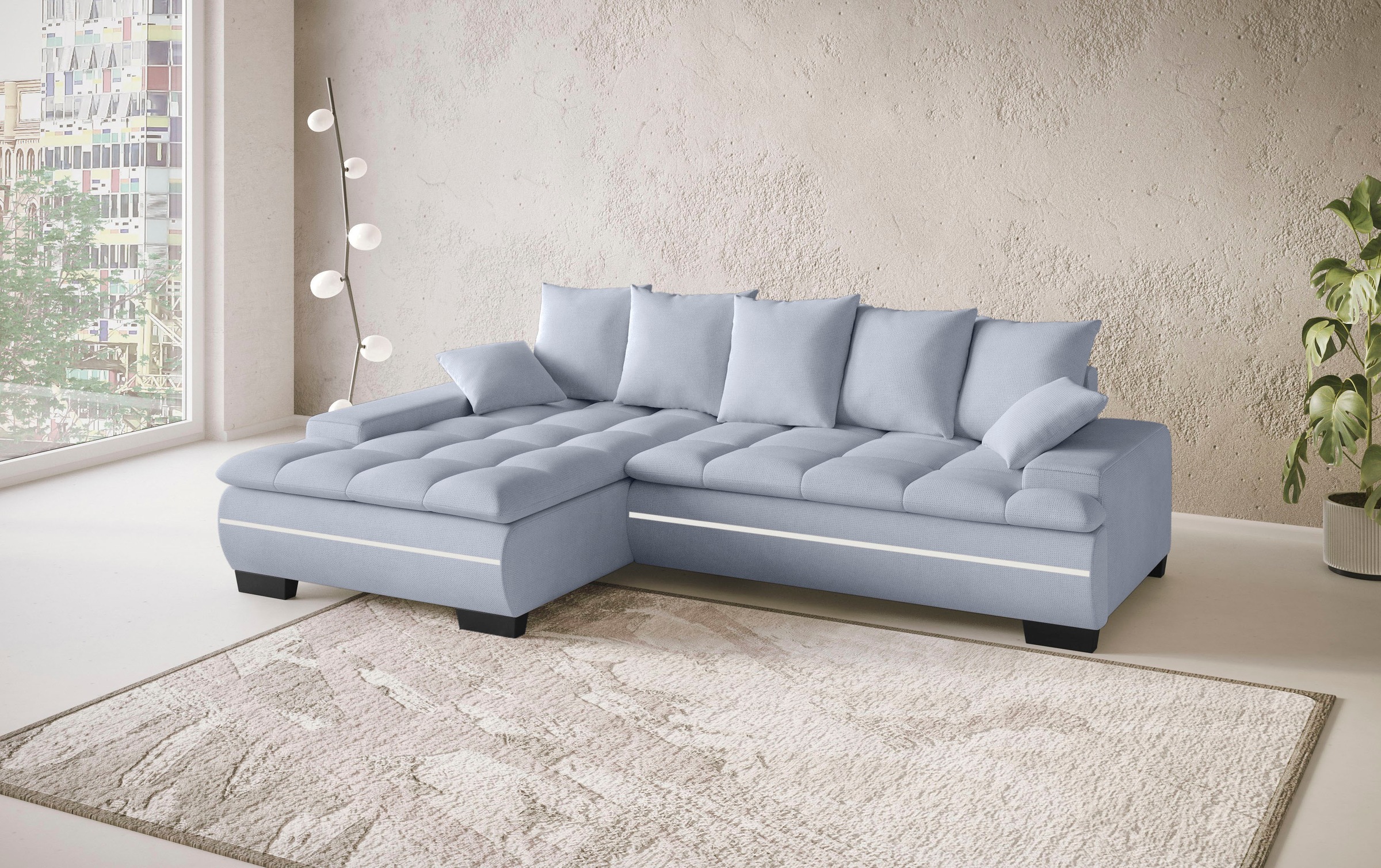Mr. Couch Ecksofa »Haiti II, L-Form«, RGB-LED Beleuchtung, wahlweise mit Kaltschaum, Bett, Bettkasten