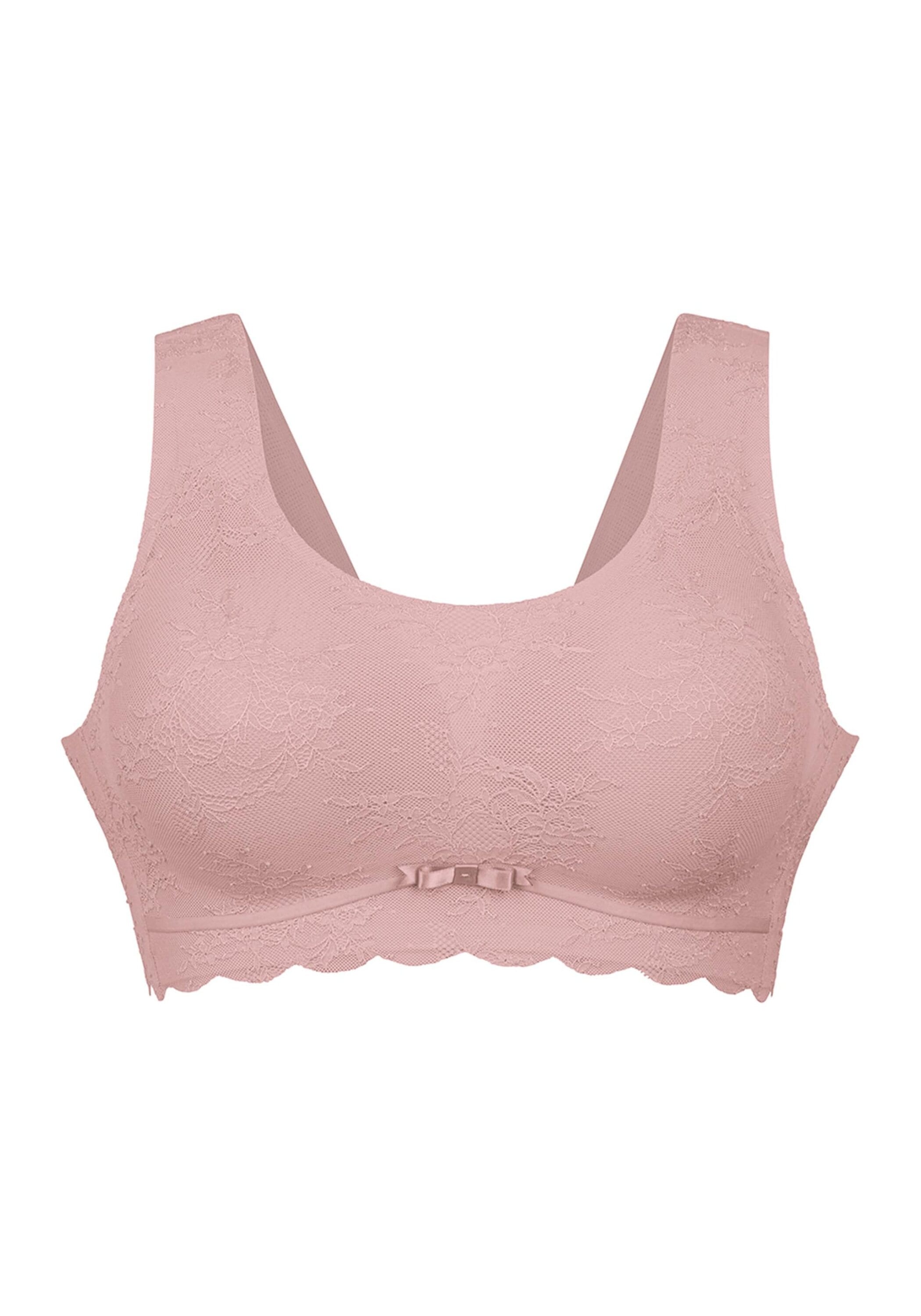 Bralette ANITA SINCE 1886 "Essential Lace", Damen, Gr. M, N-Gr, rosa (rosewood), Stoff, Obermaterial: 61% Polyamid, 39% Elasthan, Mesh, gemustert, unifarben, bequem, BHs Bralette, mit Spitze, herausnehmbare Schaumcups, feminin, atmungsaktiv