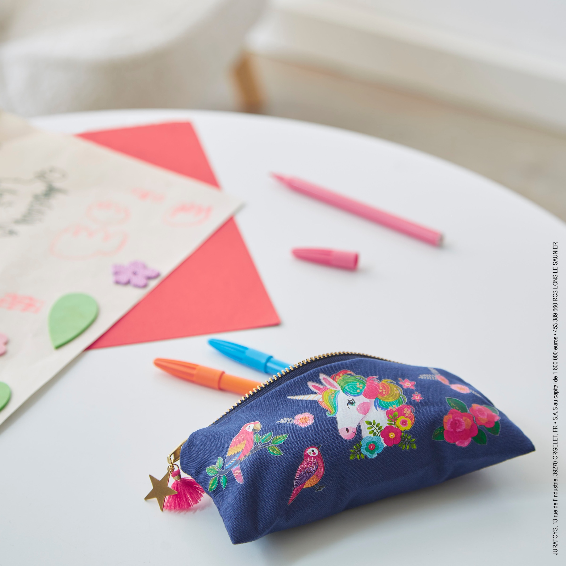 Janod Kreativset »Schulmäppchen zum Verzieren mit Flamigos und Einhörnern«