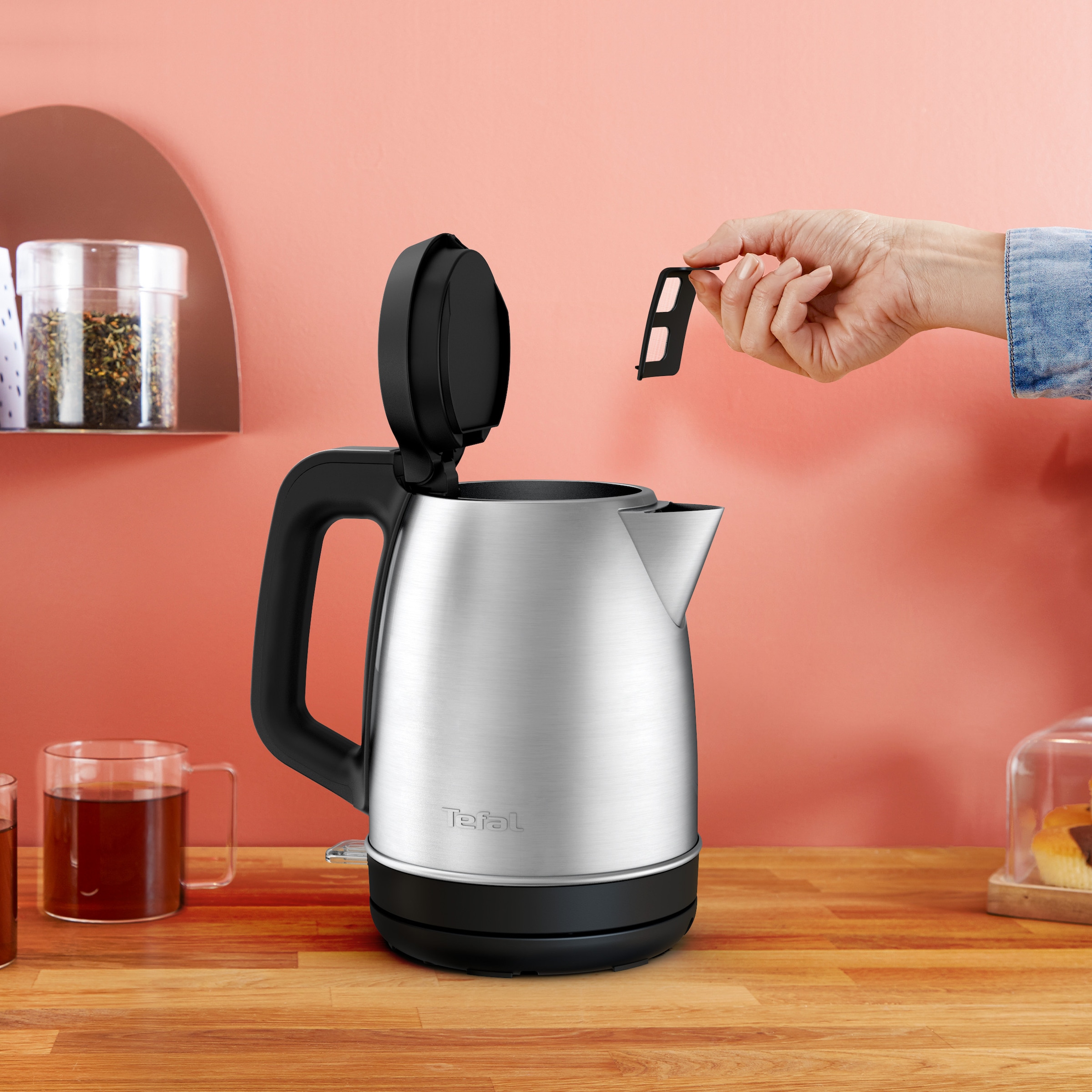 Tefal Wasserkocher »KI280D Element, Premium-Edelstahl, großes Fassungsvermögen von 1,7 l«, 1,7 l, 2400 W, KI280D Element, Premium-Edelstahl, großes Fassungsvermögen von 1,7 l