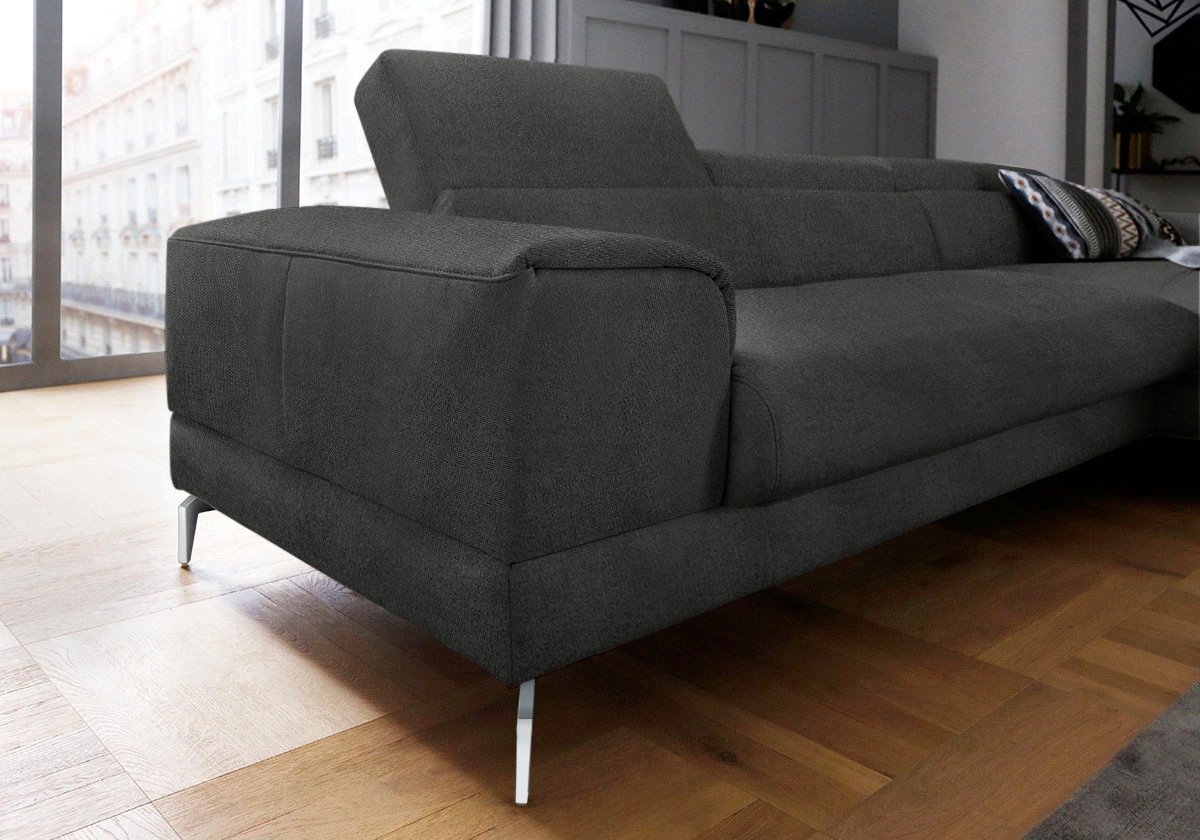 W.SCHILLIG Ecksofa »piedroo, Designsofa mit tollem Sitzkomfort, bequem und elegant, L-Form« Kopfteilverstellung, wahlweise mit Sitztiefenverstellung, Breite 303cm
