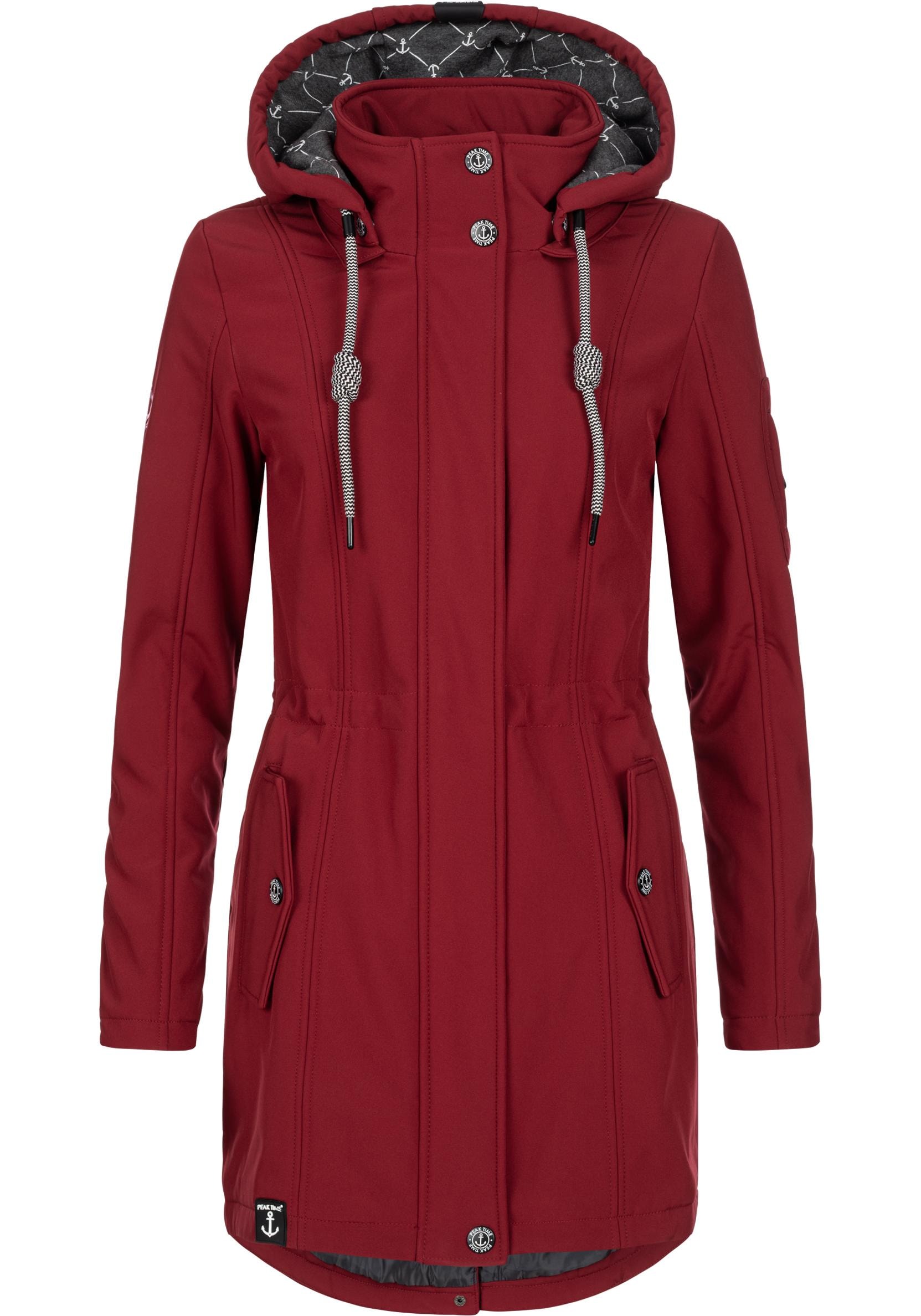 PEAK TIME Softshelljacke »L60013«, mit Kapuze, wasserabweisender Übergangs-Mantel mit abnehmbarer Kapuze