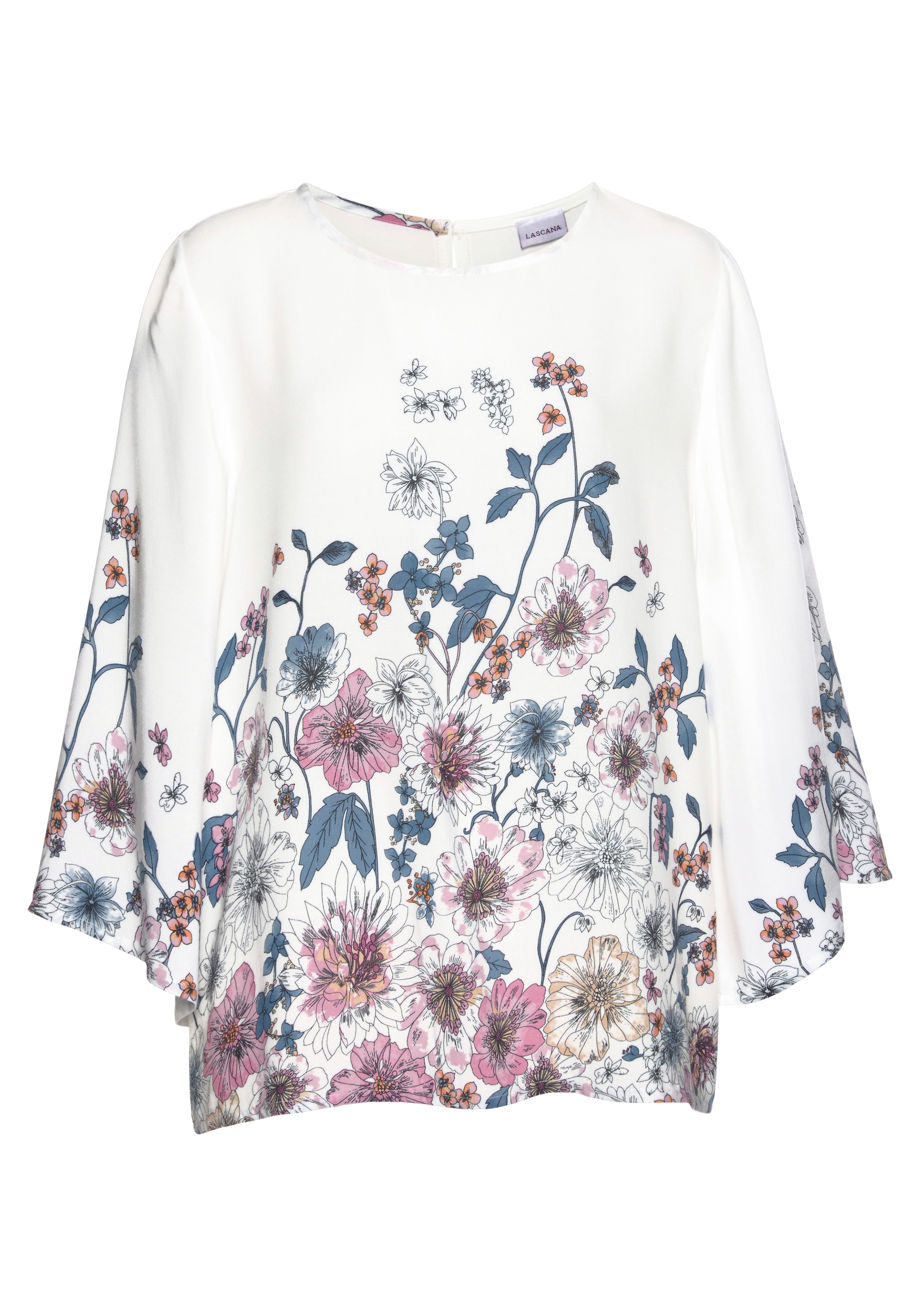 LASCANA Schlupfbluse, mit Blumenprint und Trompetenärmeln, Blusenshirt, som günstig online kaufen