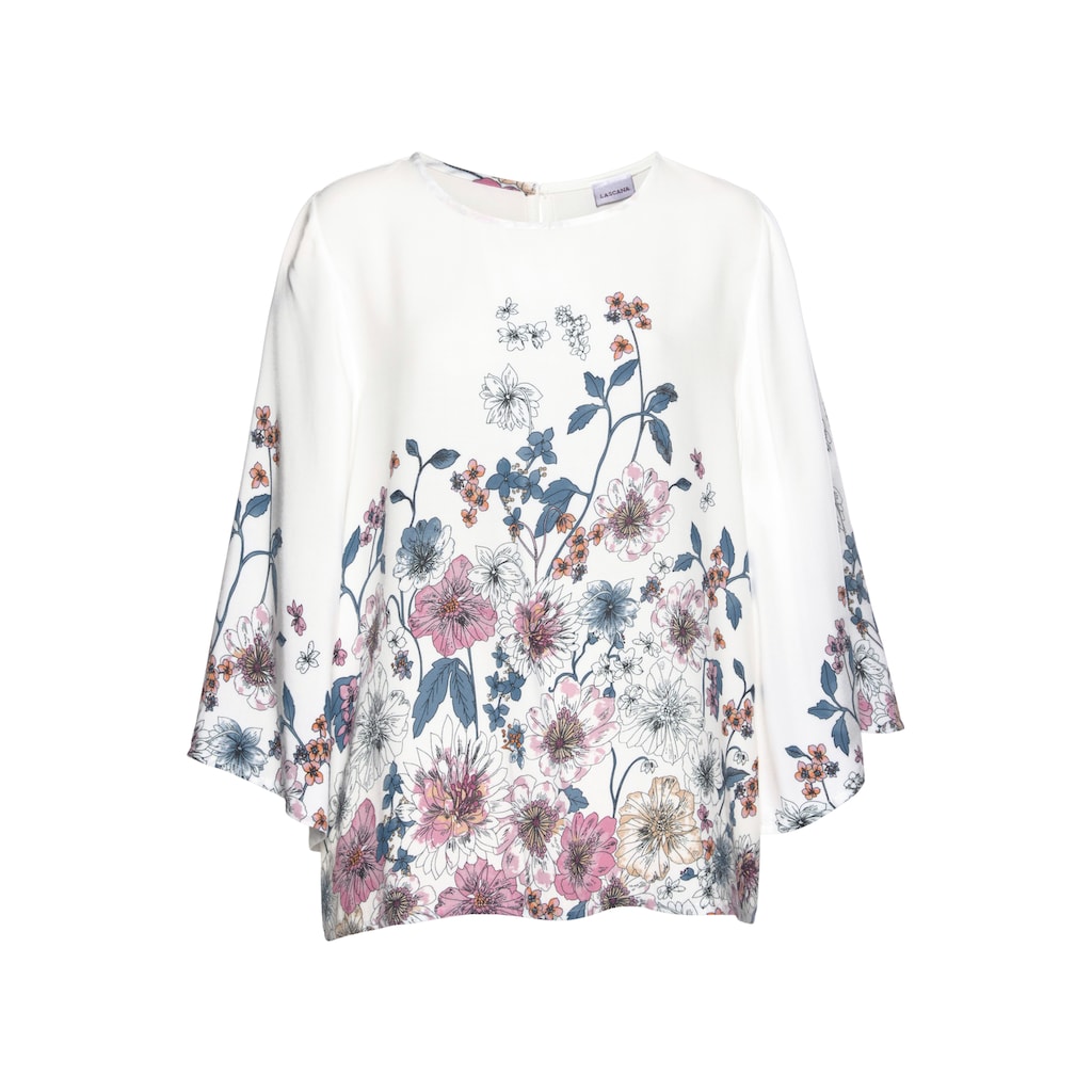 LASCANA Schlupfbluse, mit Blumenprint und Trompetenärmeln, Blusenshirt, sommerlich