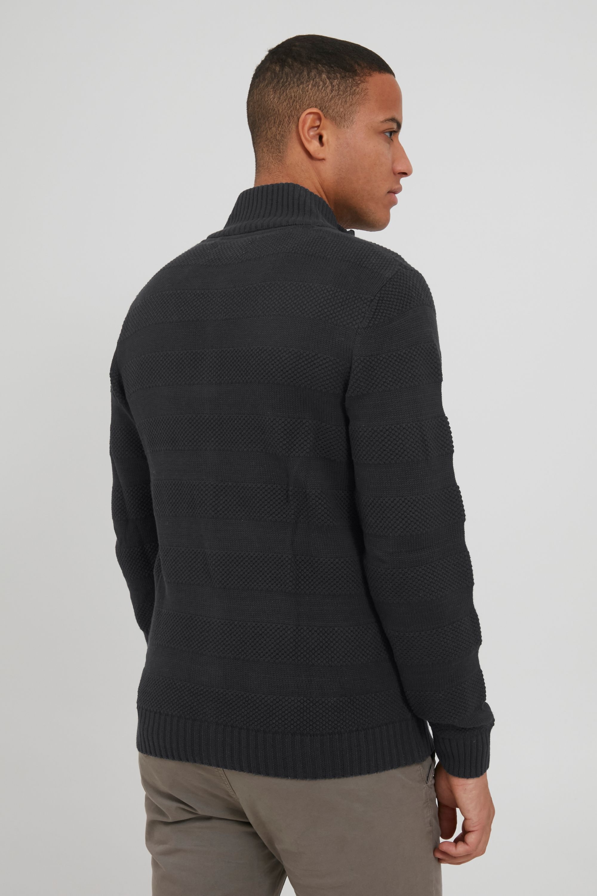Strickjacke BLEND "BHGalmaro", Herren, Gr. M, asphalt, Feinstrick, 100% Baumwolle, gestreift, regular fit normal, ohne Ausschnitt, eng Bündchen, Strickjacken Strickjacke, Strickjacke hochabschließendem Stehkragen 6