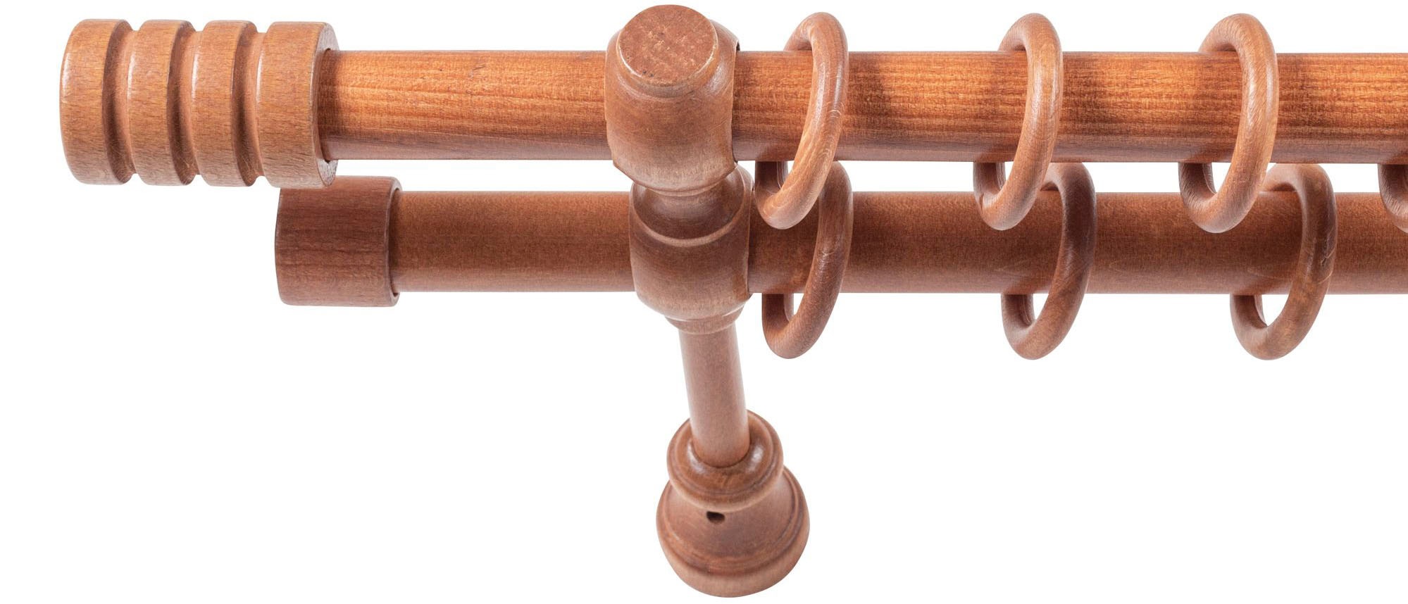 SN DECO GROUP Gardinenstange »Pisa«, 2 läufig-läufig, Fixmaß, 28 mm, Holz, verschiedene Längen und Farben, Komplettset