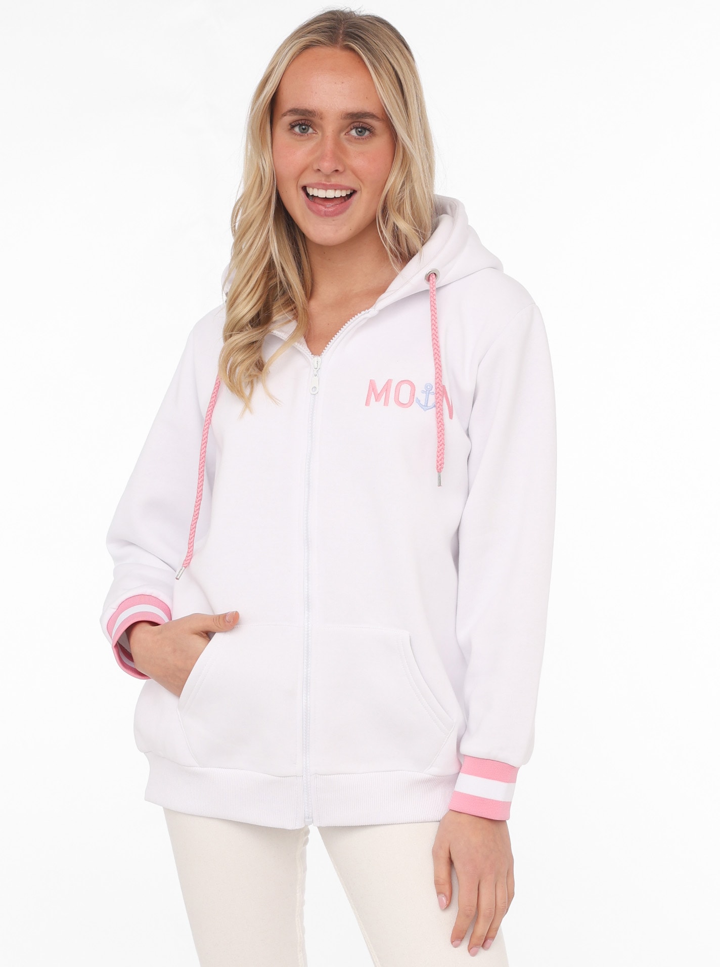 Zwillingsherz Kapuzensweatjacke, Regular Fit, Stickerei, Reißverschluss, La günstig online kaufen