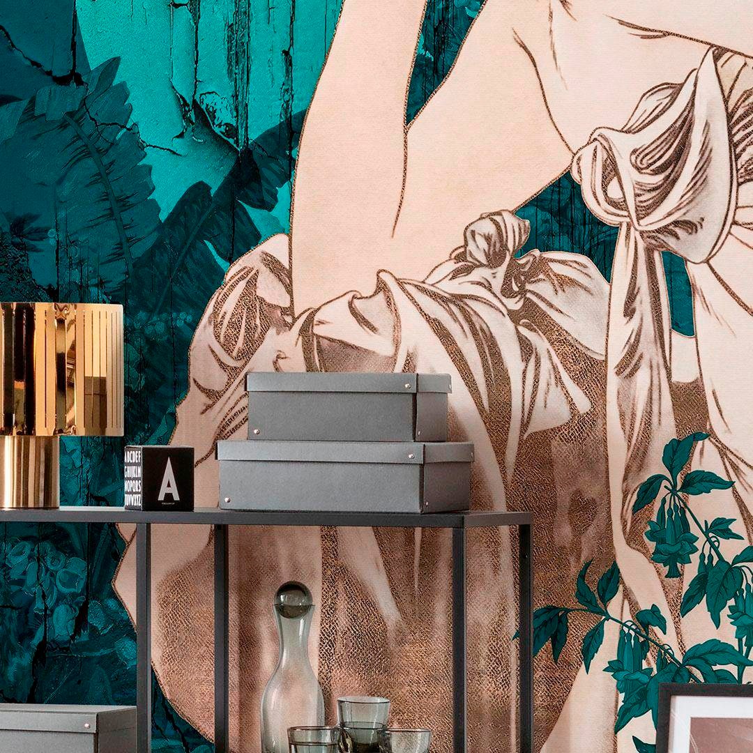 Komar Vliestapete »Digitaldruck Vlies -  Songes Vert - Größe 200 x 280 cm« bedruckt glatt Wohnzimmer, Schlafzimmer