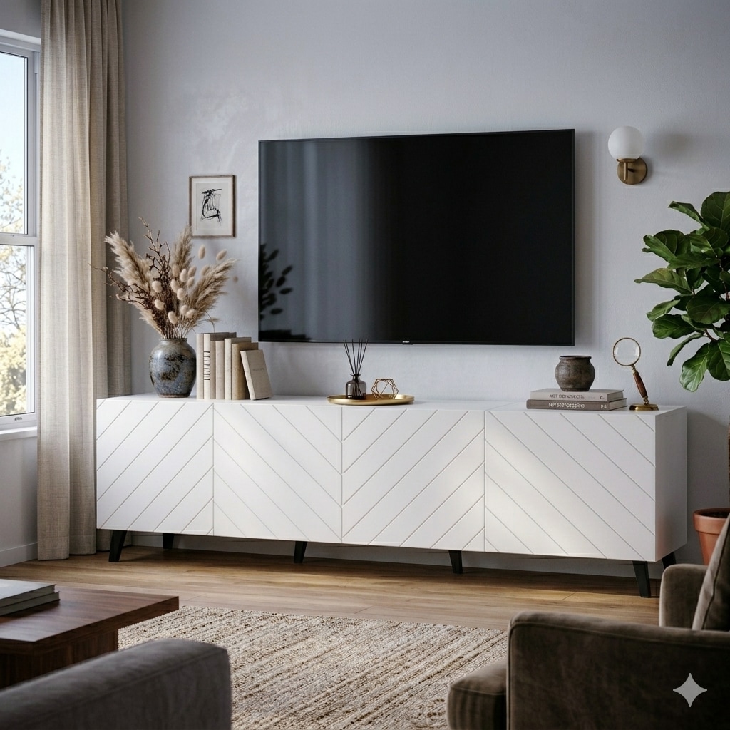 OTTO home Lowboard »HOLLY 2.0, TV-Board, TV-Kommode, TV-Schrank, TV-Unterschrank, TV-Möbel« Modernes lackiertes Hochglanz TV-Board, grifflos, Breite 200 cm