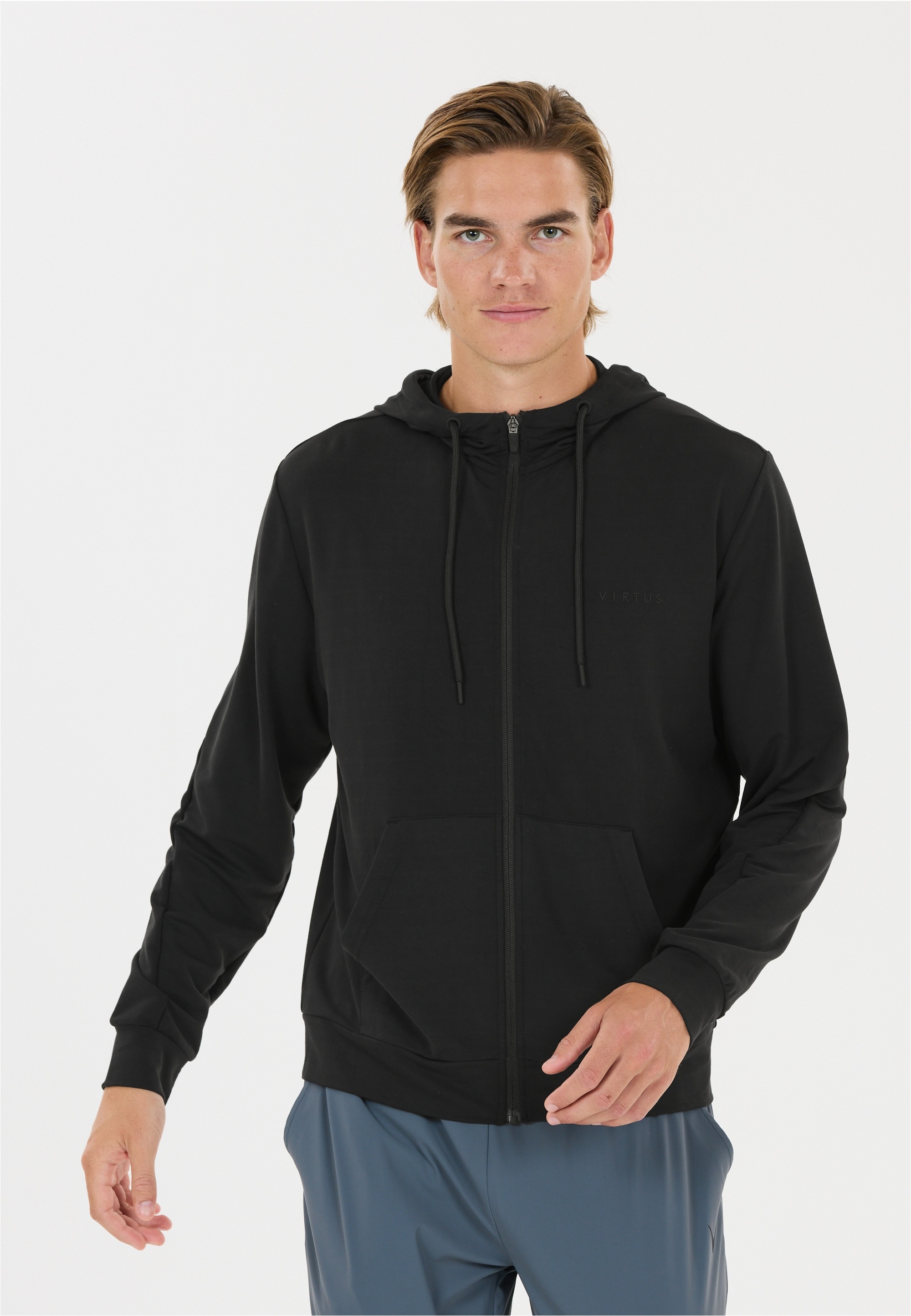 Sweatshirt VIRTUS "Brent V2", Herren, Gr. M, schwarz, 70% Viskose, 24% Polyester, 6% Elasthan, unifarben, normal, ohne Ausschnitt, Sweatshirts Sweatshirt, Komfort