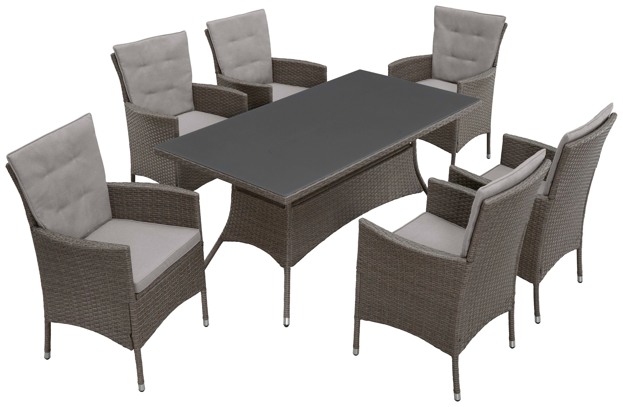 KONIFERA Garten-Essgruppe "Mailand" Set, 6x Sessel, 6x Sitzauflagen, 6x Rüc günstig online kaufen