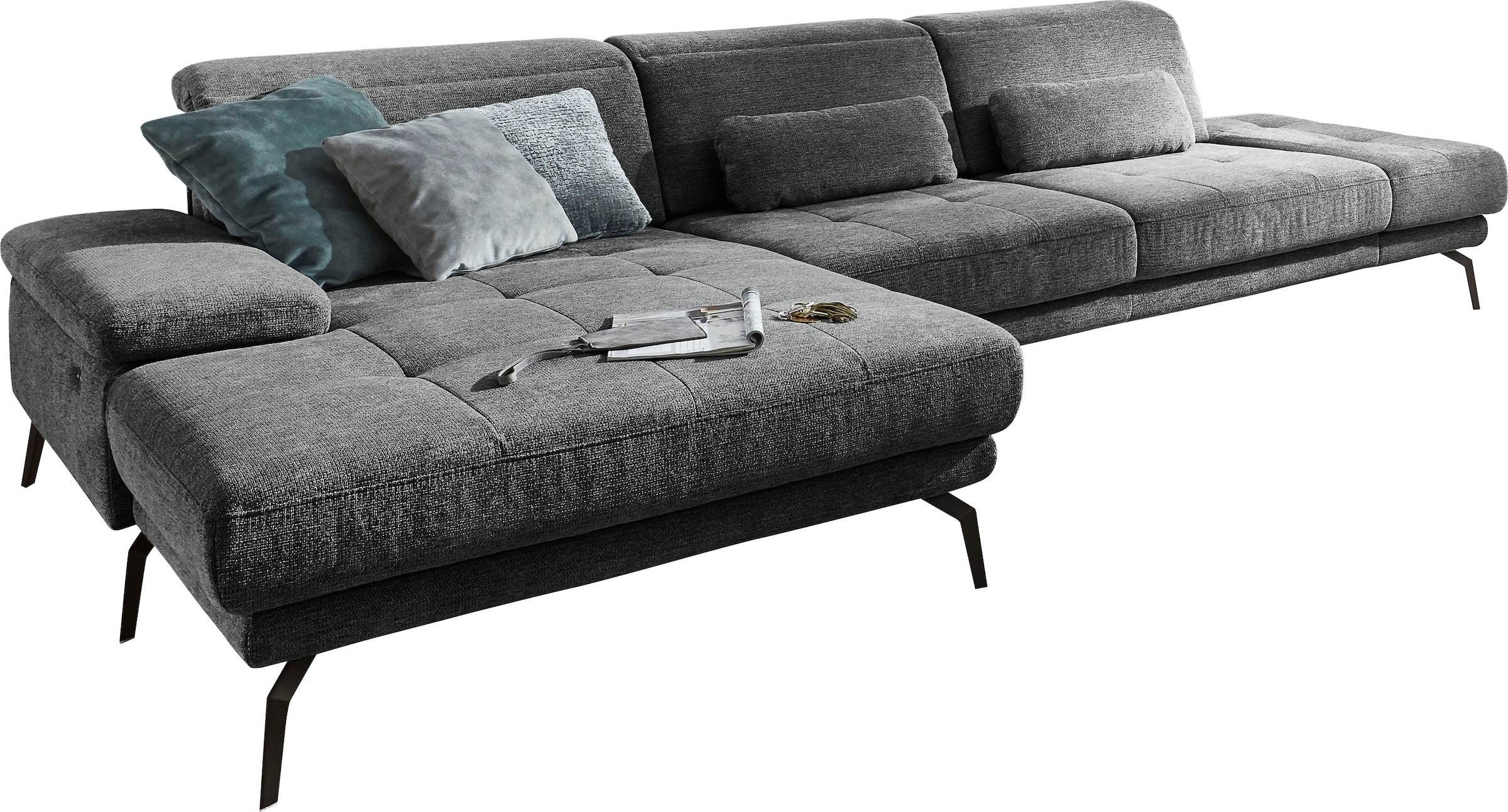 Die PlanBar Ecksofa "MP-IN20126 L-Form mit Kaltschaum-Polsterung" mit Kopfteilverstellung, optional Sitztiefen- & Armteilverstellung
