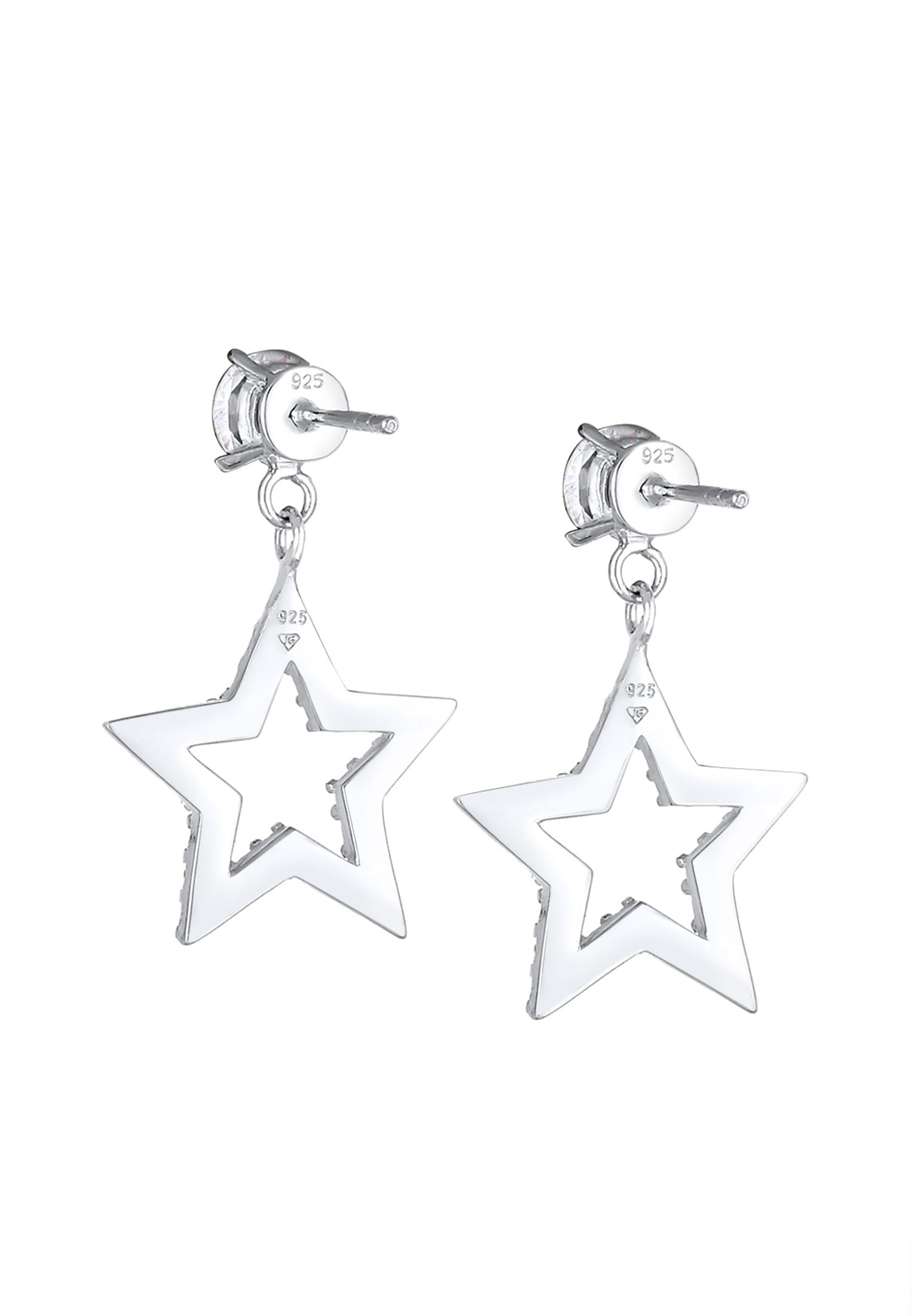 Elli Paar Ohrhänger »Ohrhänger Stern Glas Kristalle Weiß 925 Sterling Silber«