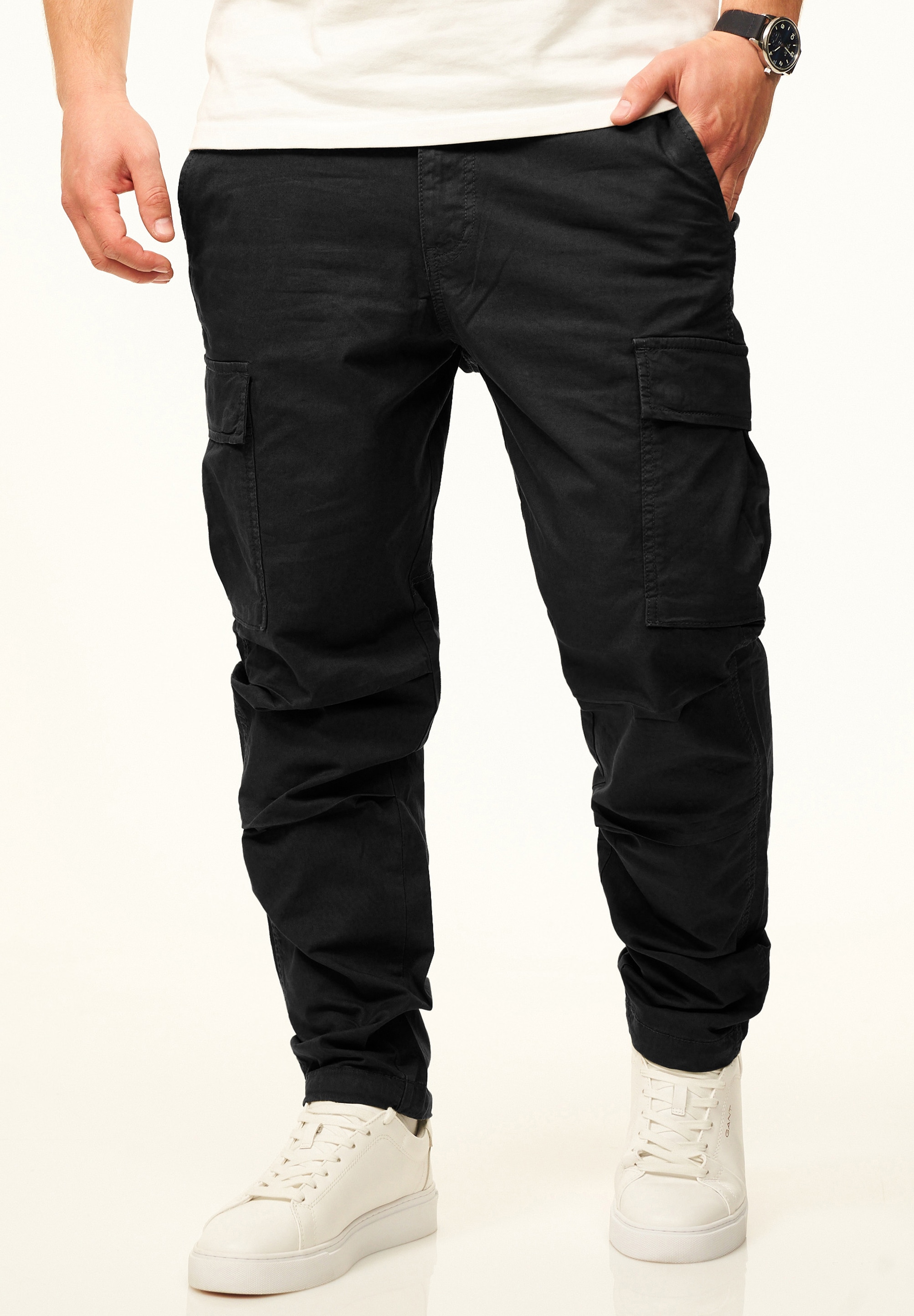 Daily Cotton Cargohose »als Stoffhose mit Stretch im Tapered Fit«  Chino Cargo Hose mit Gürtelschlaufen für Herren