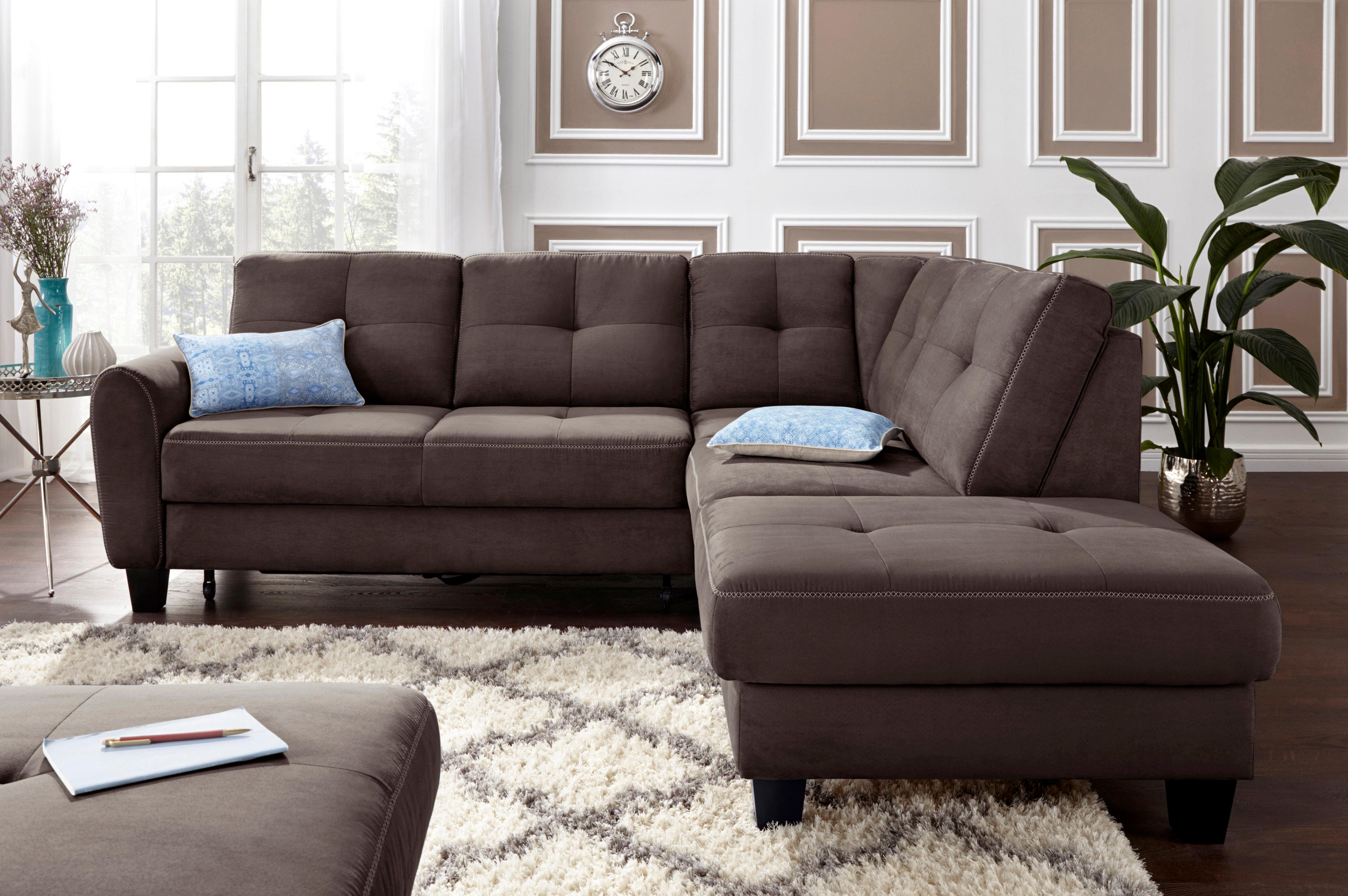 sit&more Ecksofa "Varese L-Form" mit Federkern, wahlweise mit Schlaffunktion und Stauraum