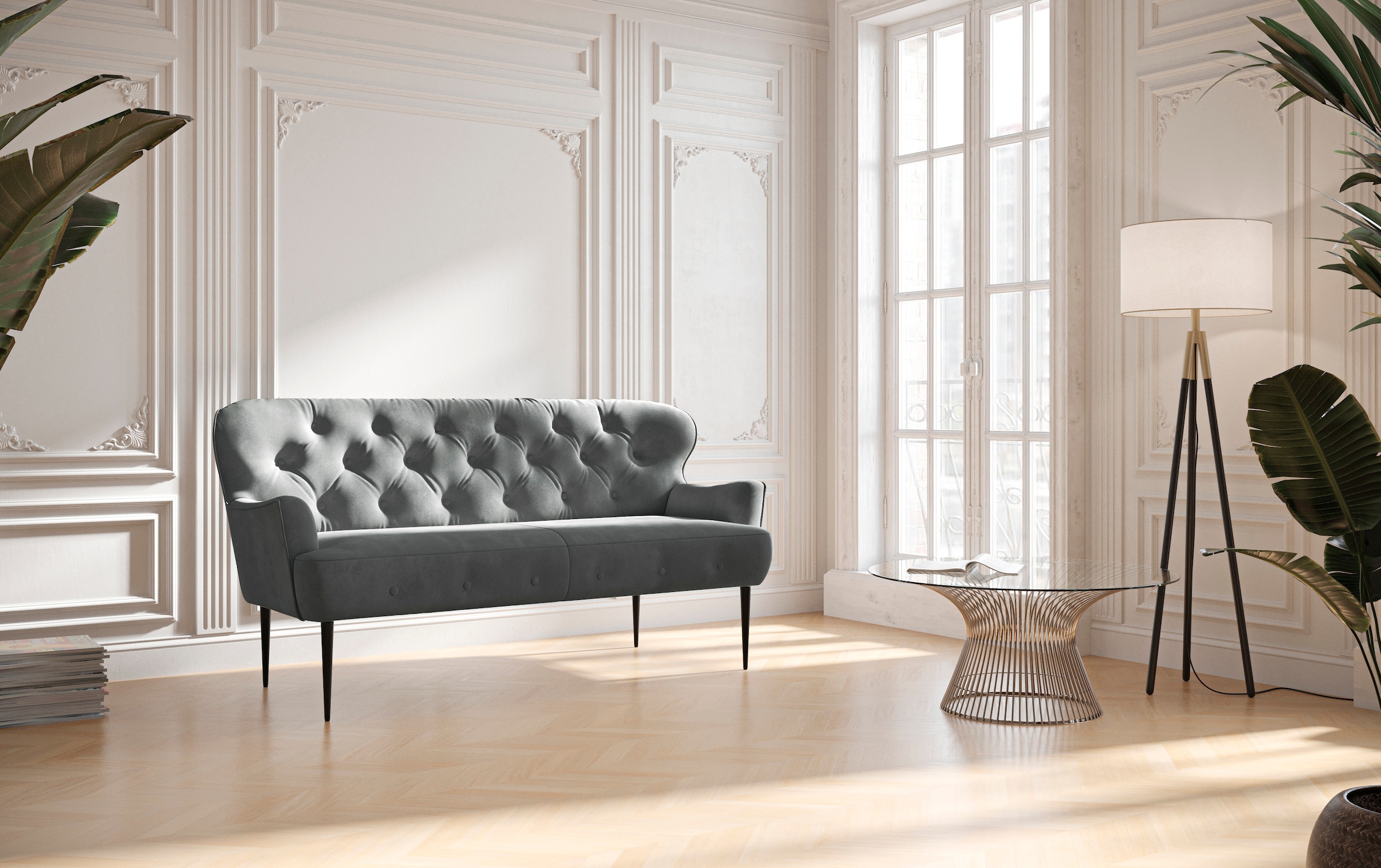 Home affaire 2,5-Sitzer "Amber" mit Knopfheftung,in verschieden Stoffarten günstig online kaufen