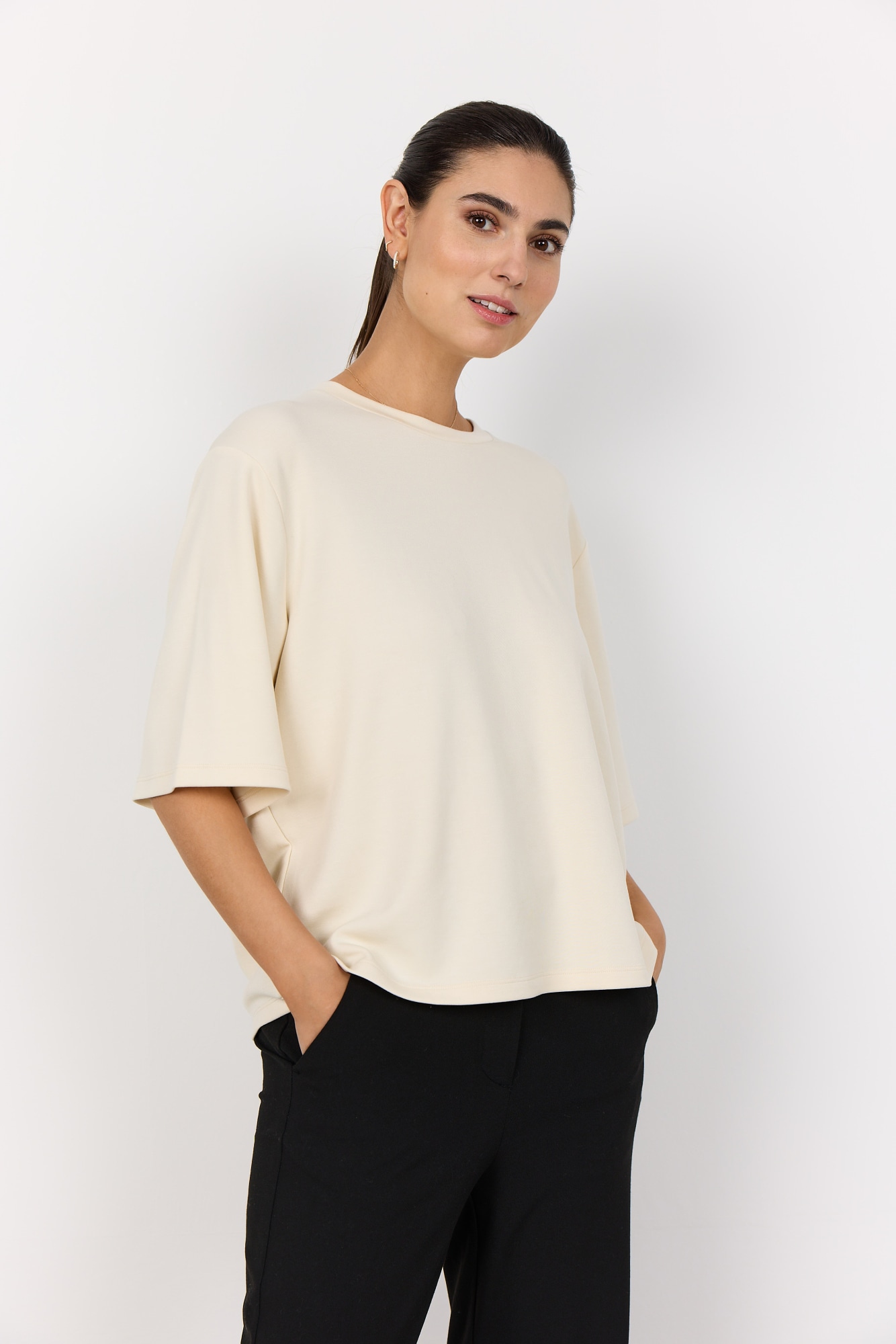 soyaconcept Rundhalsshirt "SC-BANU 231" aus Viskosemischung mit Modal, Polyester und Elasthan, pflegeleicht
