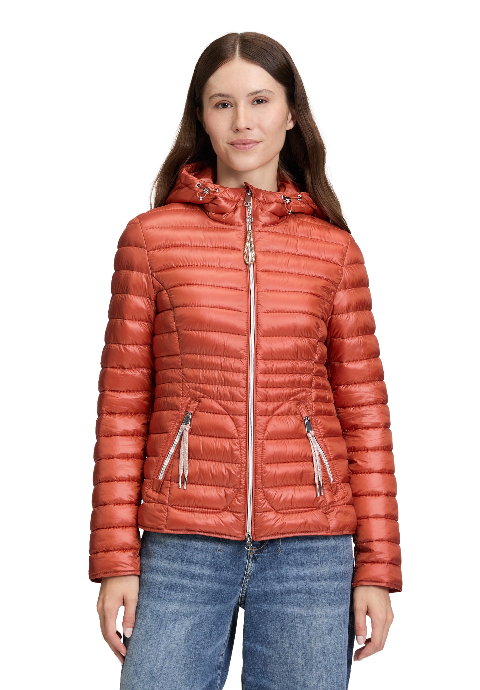 Cartoon Steppjacke "Damen mit Reißverschlusstaschen" mit Kapuze günstig online kaufen