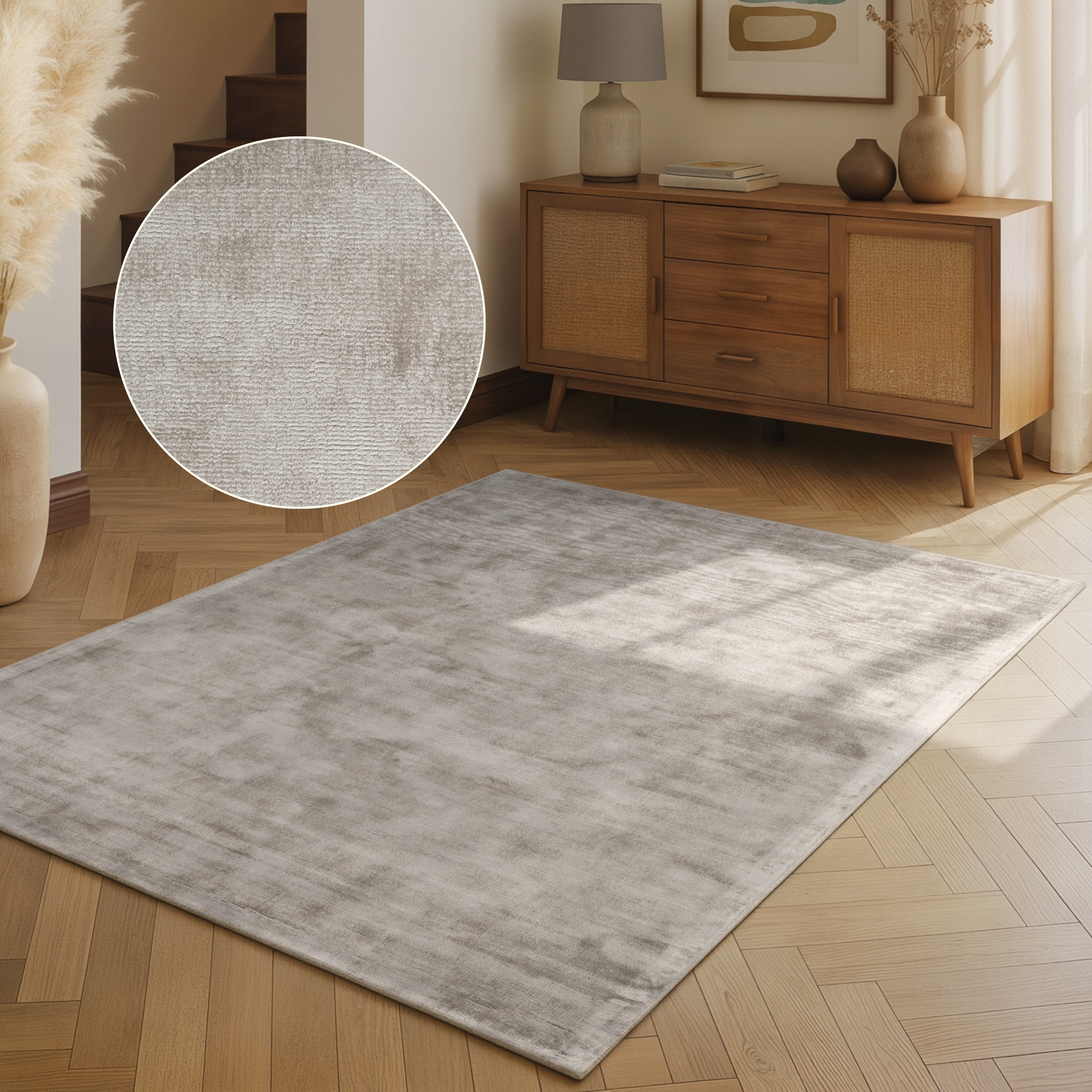vikosa Teppich "Noemi" rechteckig 10 mm Höhe Dezenter Glanz, Weich, Seidenoptik, Viskose, Wohnzimmer, Schlafzimmer