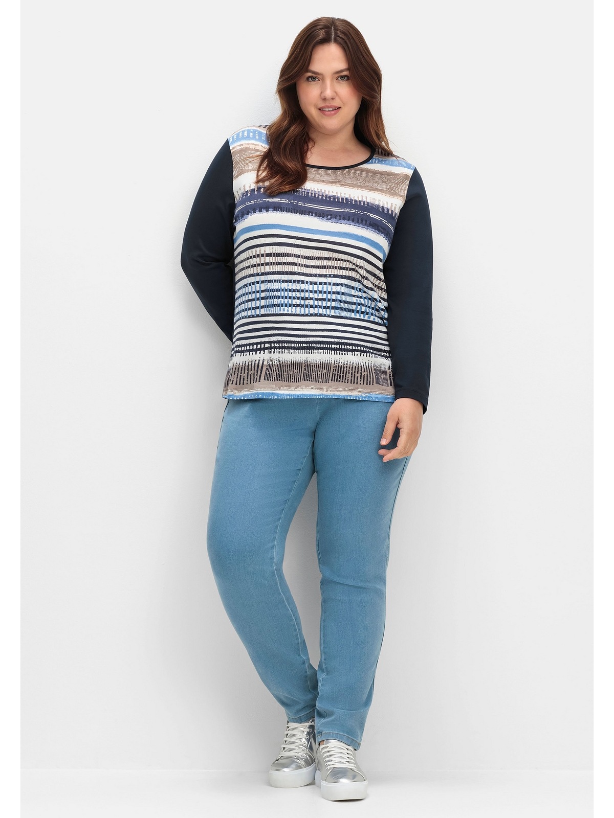 Sheego Langarmshirt »Große Größen«, mit bedrucktem Vorderteil
