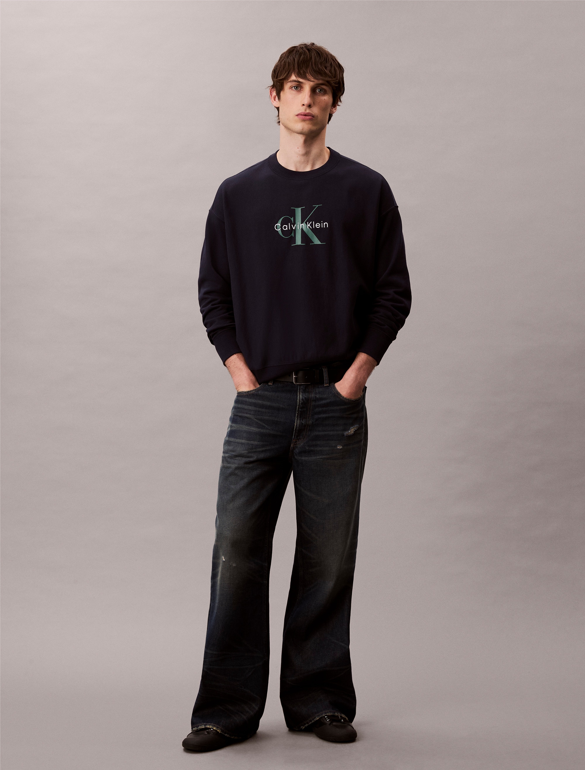 Calvin Klein Jeans Sweatshirt »LS EU 350TERRY MONOLOGO CN SWTSH«, Rundhalsausschnitt, regular fit
