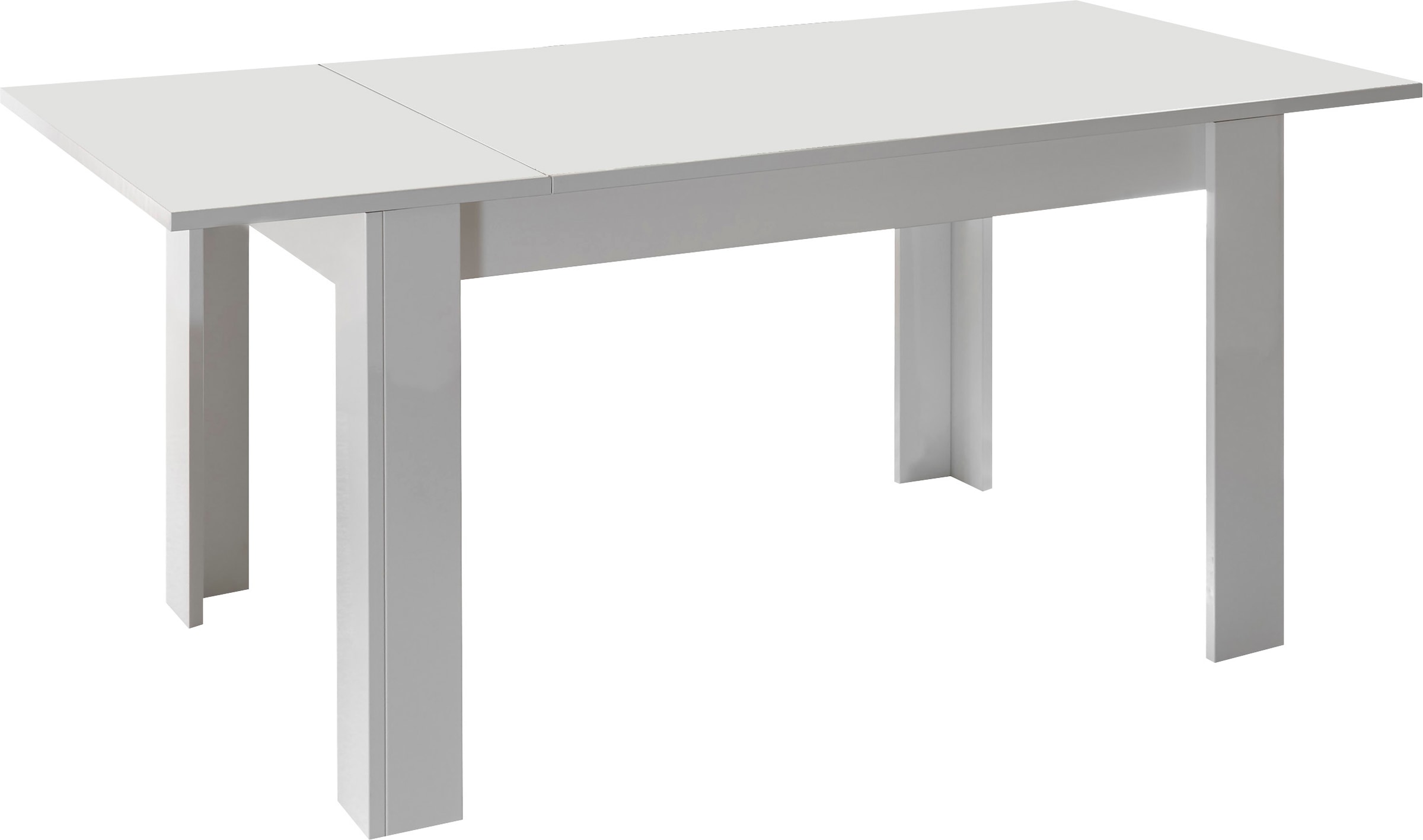 INOSIGN Esstisch »Basic 137x90x79 cm (BxTxH), Esszimmertisch Weiss Hochglanz Lack,«, moderner rechteckiger Küchentisch, ausziehbar, erweiterbar auf 185 cm