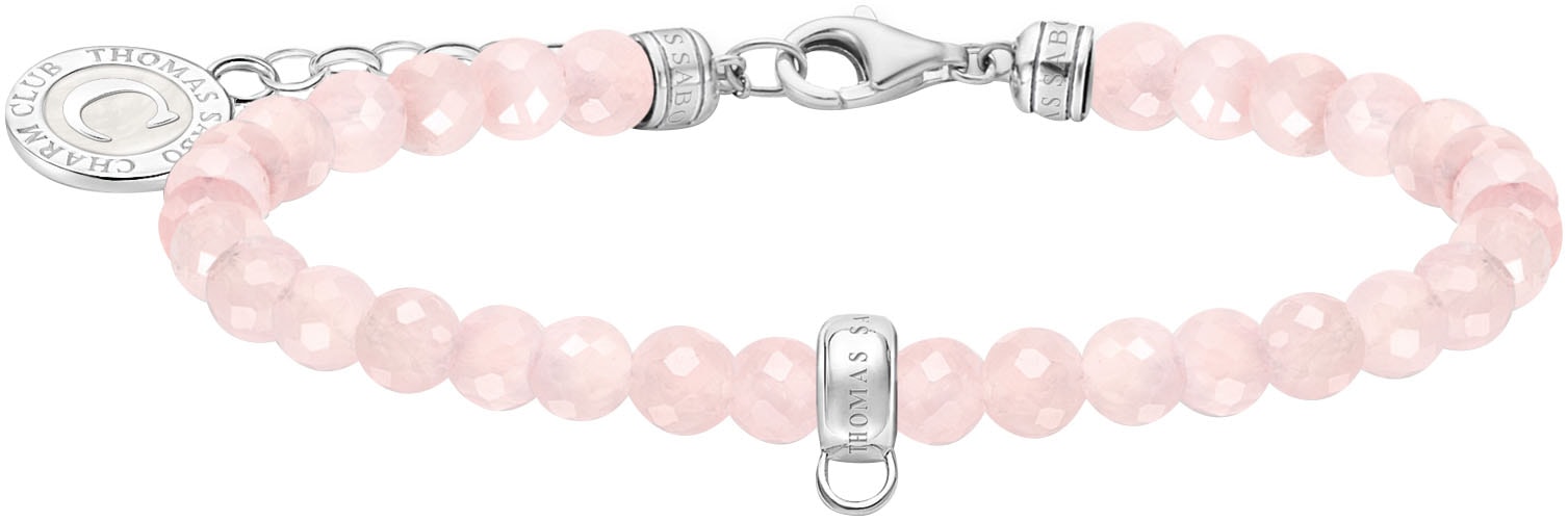 THOMAS SABO Charm-Armband »mit rosa oder schwarzen Beads, A2141-067-9-L19v, A2141-130-11-L19v«, mit Achat oder Rosenquarz