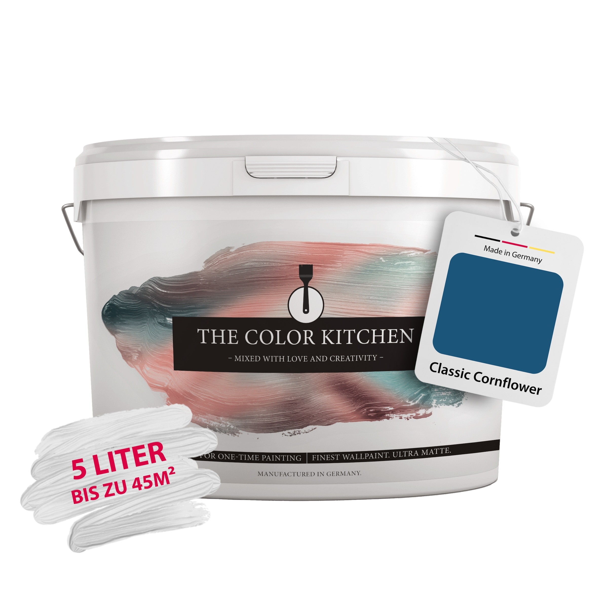 A.S. CRÉATION Wand- und Deckenfarbe "THE COLOR KITCHEN", 5 l 5ml, blau, Farben, seidenmatt, für Wohnzimmer Schlafzimmer Flur Küche, Blautöne