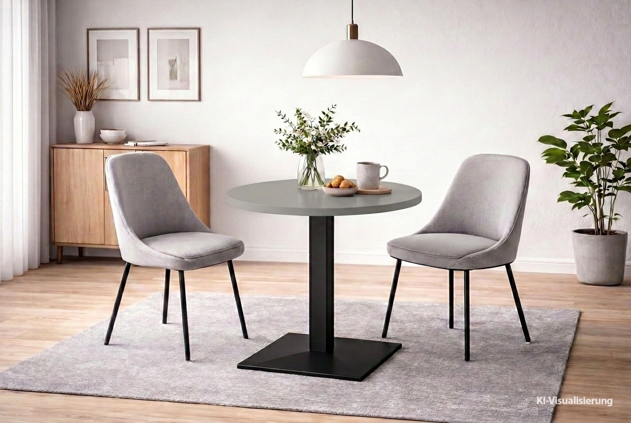 Mäusbacher "Big Bistro Metall" Quadrat-Säulengestell, eckige Platte Ø 70 cm H 75 cm