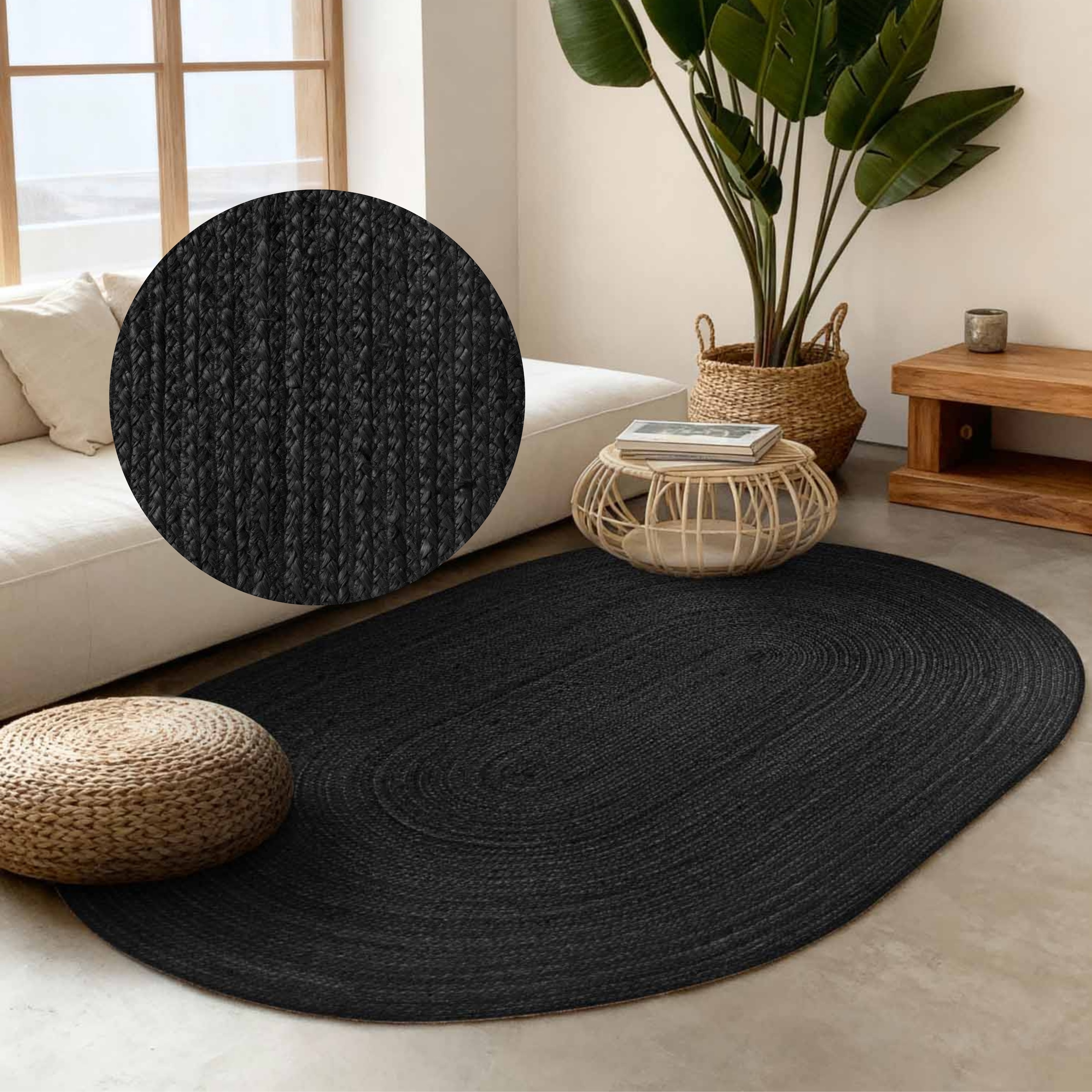 HANSE Home Hochflor-Teppich "Rangpur Juteteppich, auch in rund" oval 10 mm günstig online kaufen