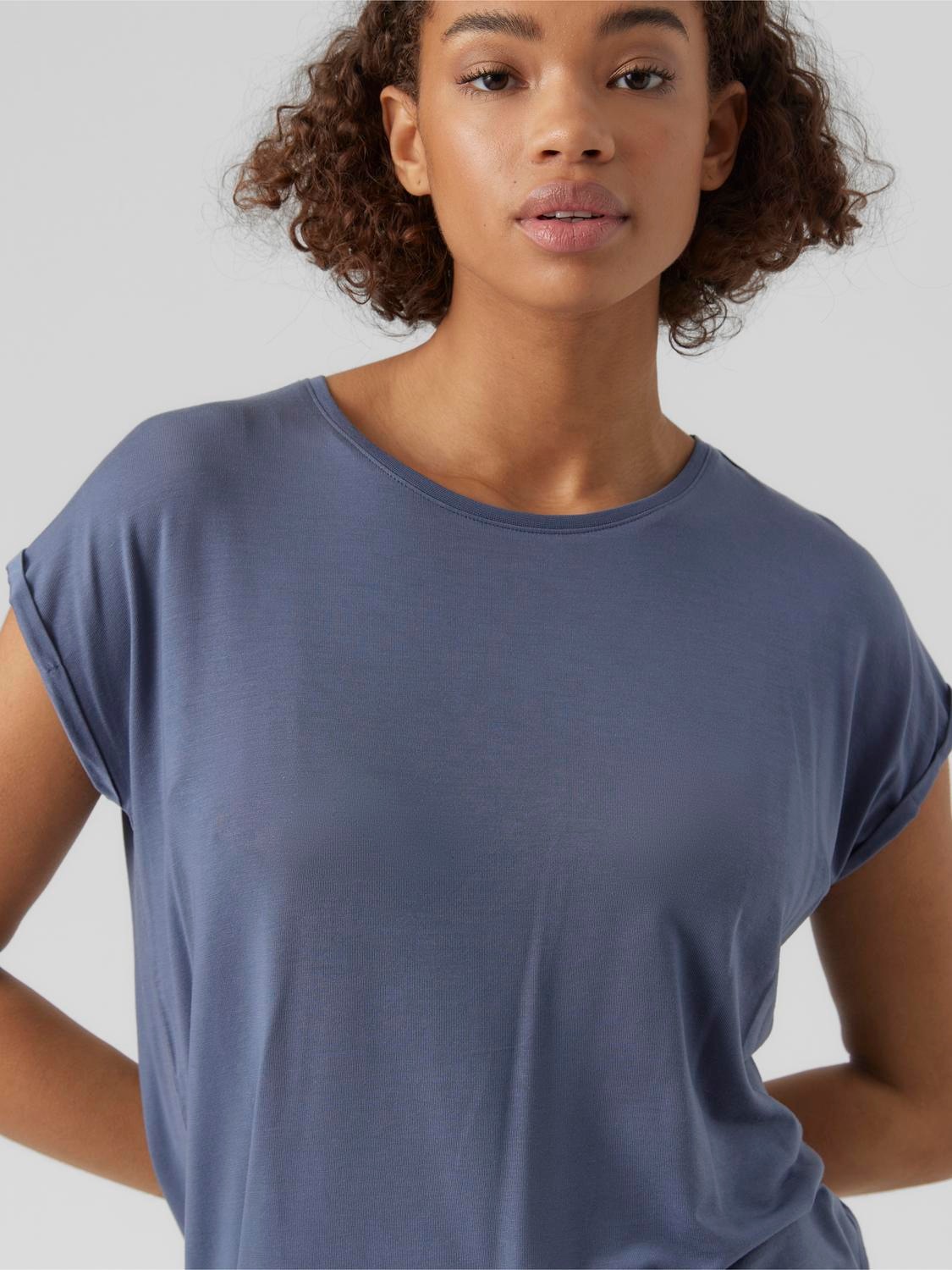 Vero Moda Rundhalsshirt "VMAVA PLAIN SS TOP GAJRS NOOS" Materialmix, regula günstig online kaufen