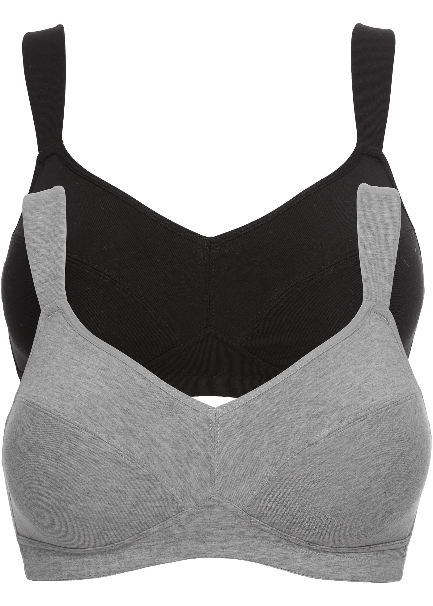 BONPRIX Damen Bügel-BH "BH ohne Bügel mit Baumwolle (2er Pack)", Gr. 95, schwarz, Obermaterial: 95% Baumwolle, 5% Elasthan. Futter: 100% Baumwolle,