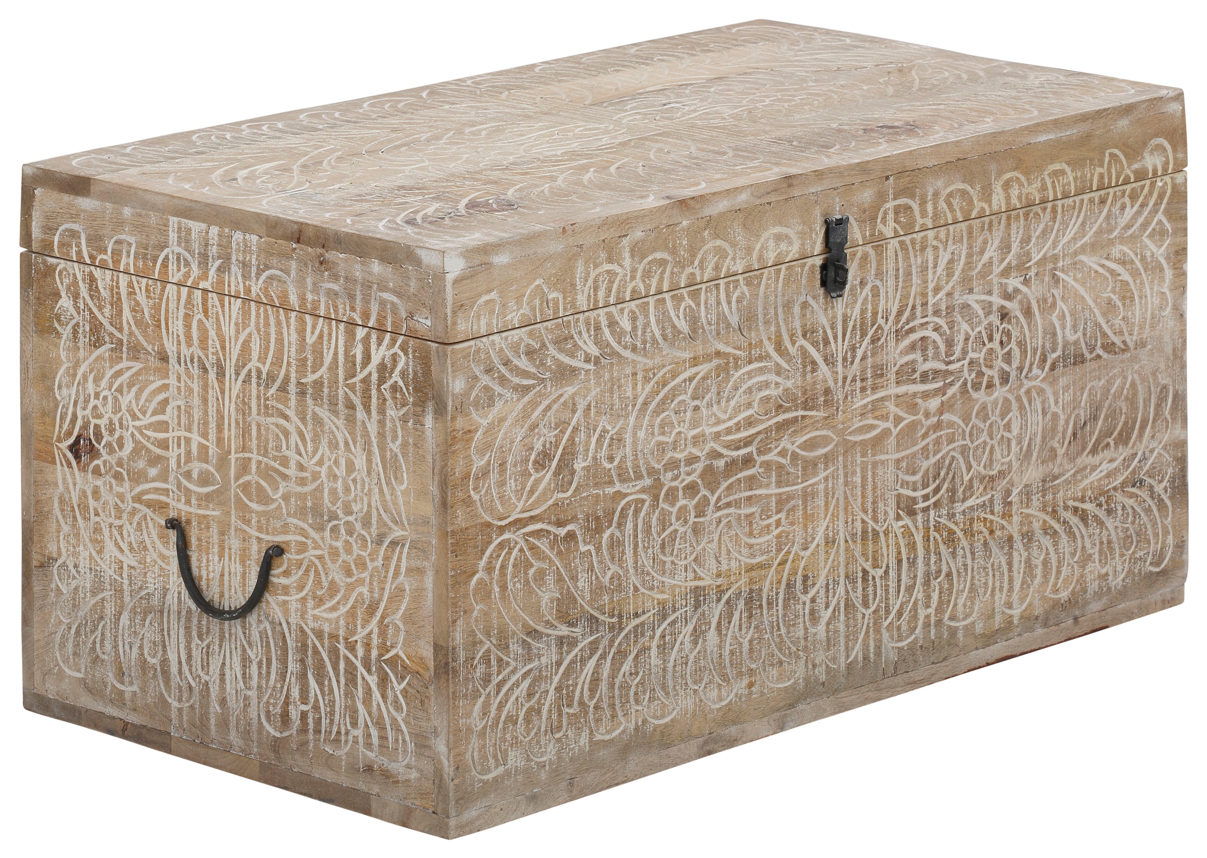 OTTO home Truhentisch "Lavin" Mangoholz, mit dekorativen Schnitzereien, Han günstig online kaufen