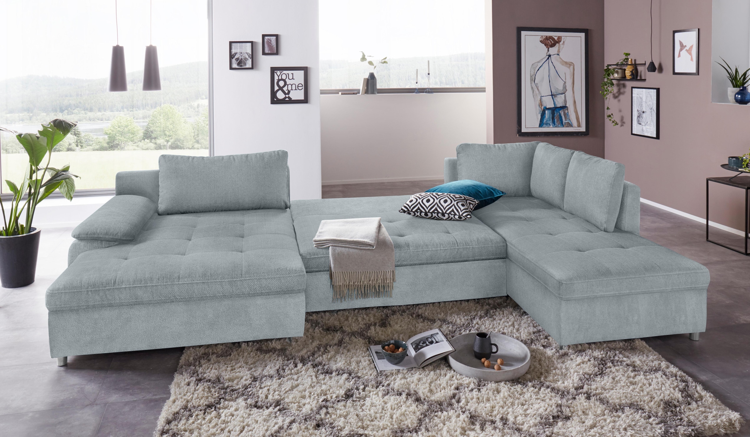 Home affaire "Labene U-Form" wahlweise mit Bettfunktion und Bettkasten günstig online kaufen